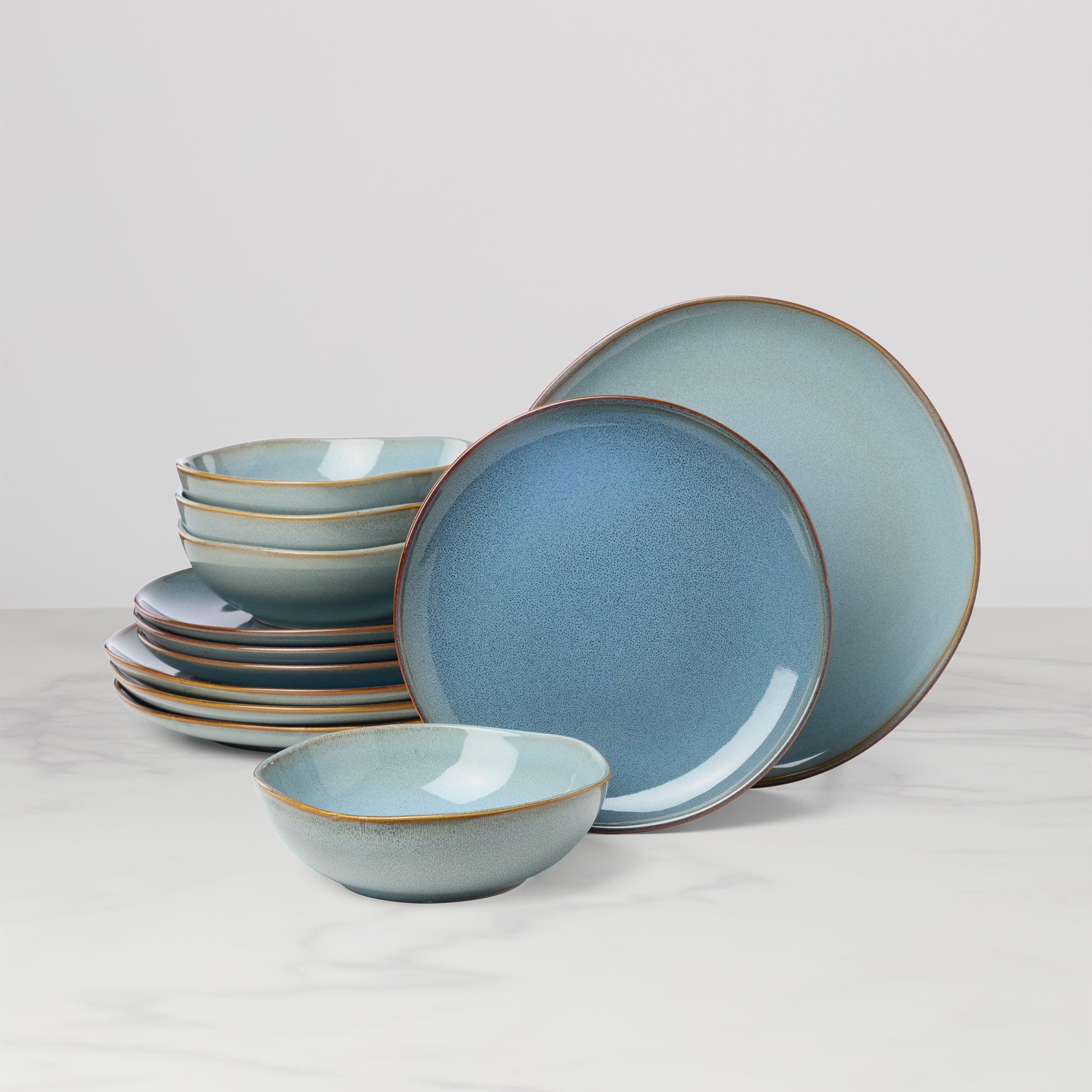 Organic Shades Blue Stoneware Dinnerware Set - 12-Piece