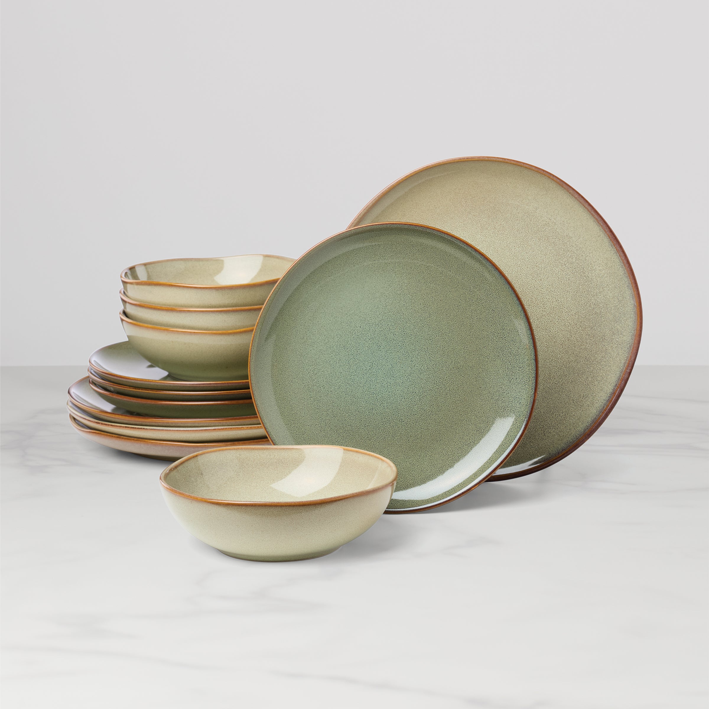 Organic Shades Sage Dinnerware Set - 12-Piece Stoneware