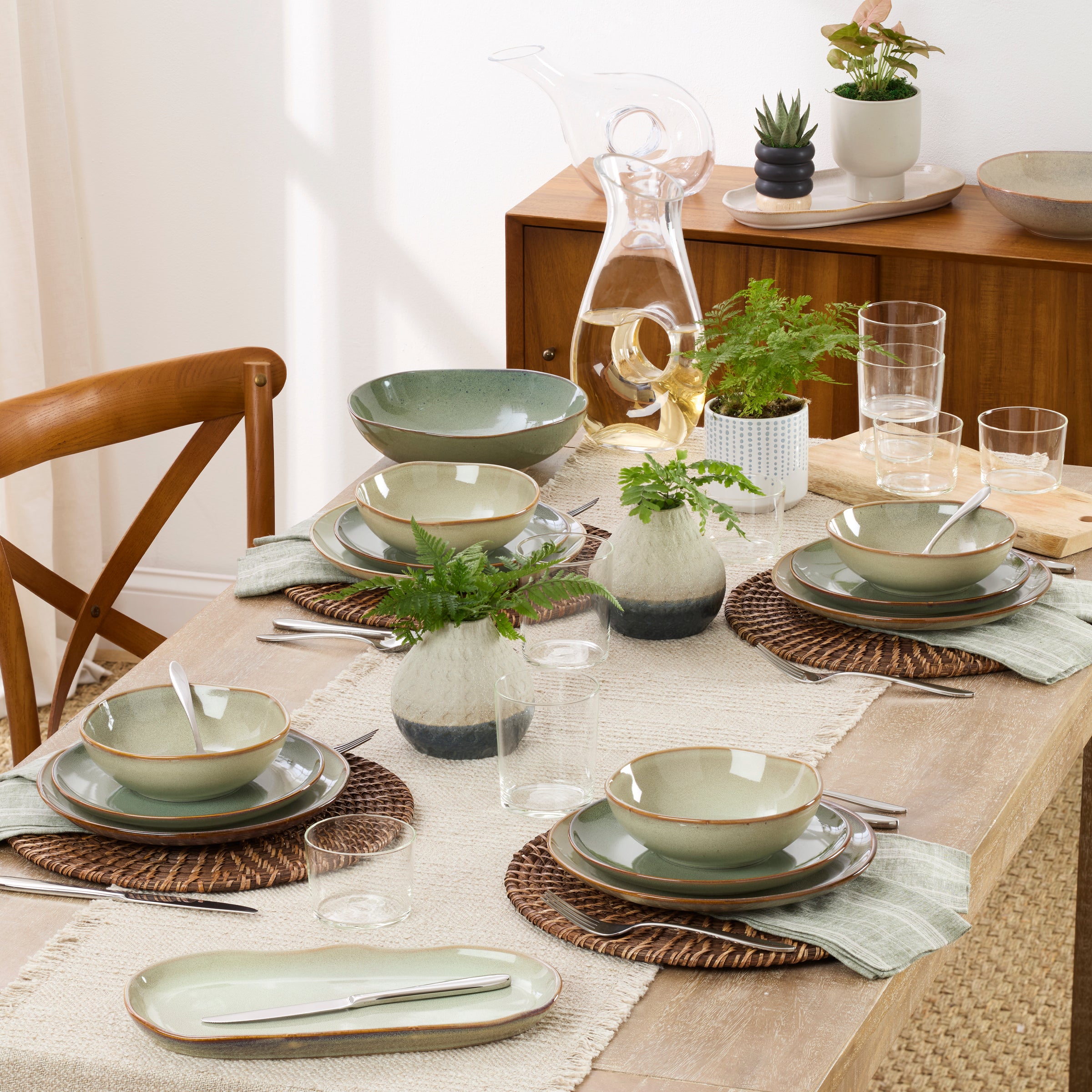 Organic Shades Green Stoneware Serving Set - 2-Piece Dishwasher Safe