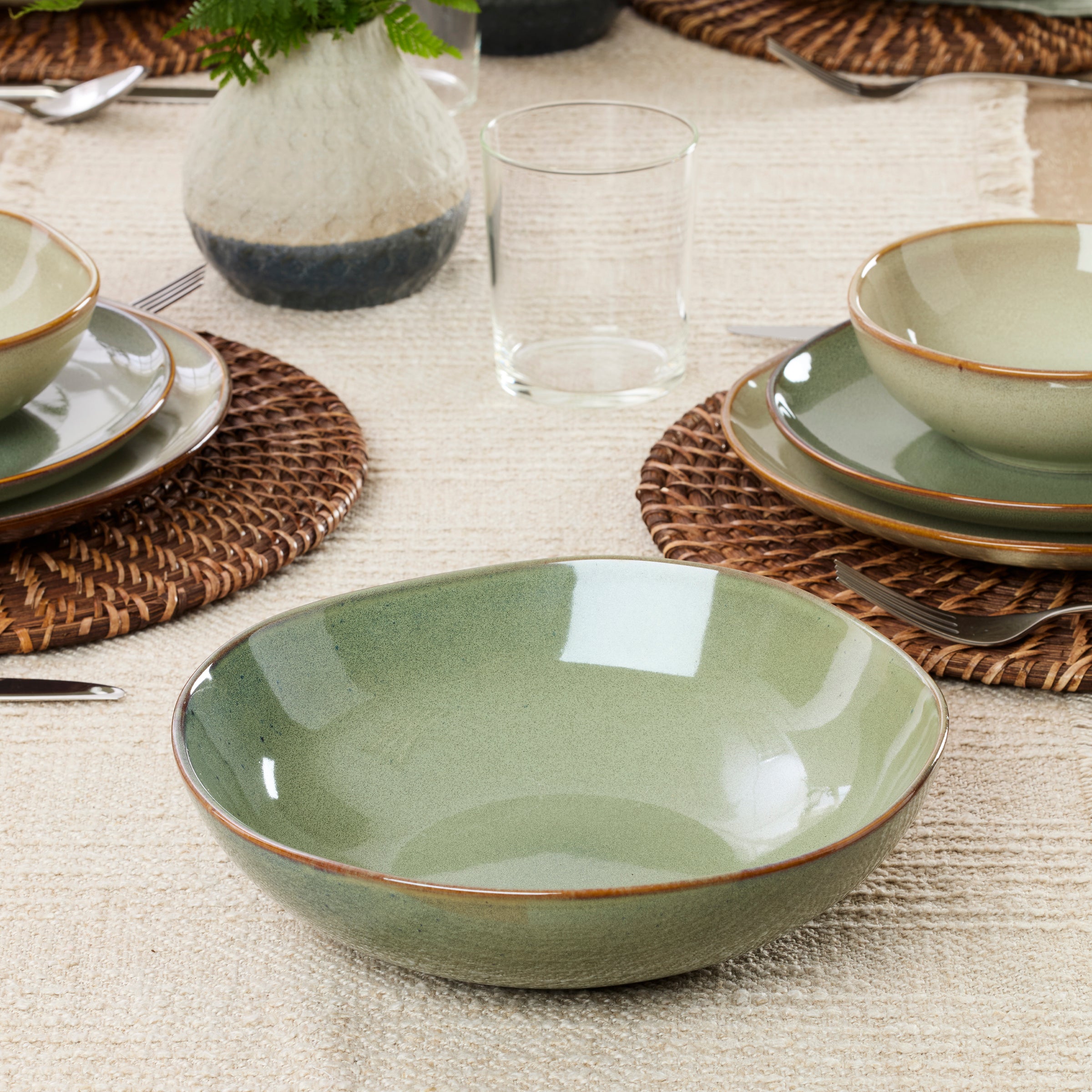 Organic Shades Green Stoneware Serving Set - 2-Piece Dishwasher Safe