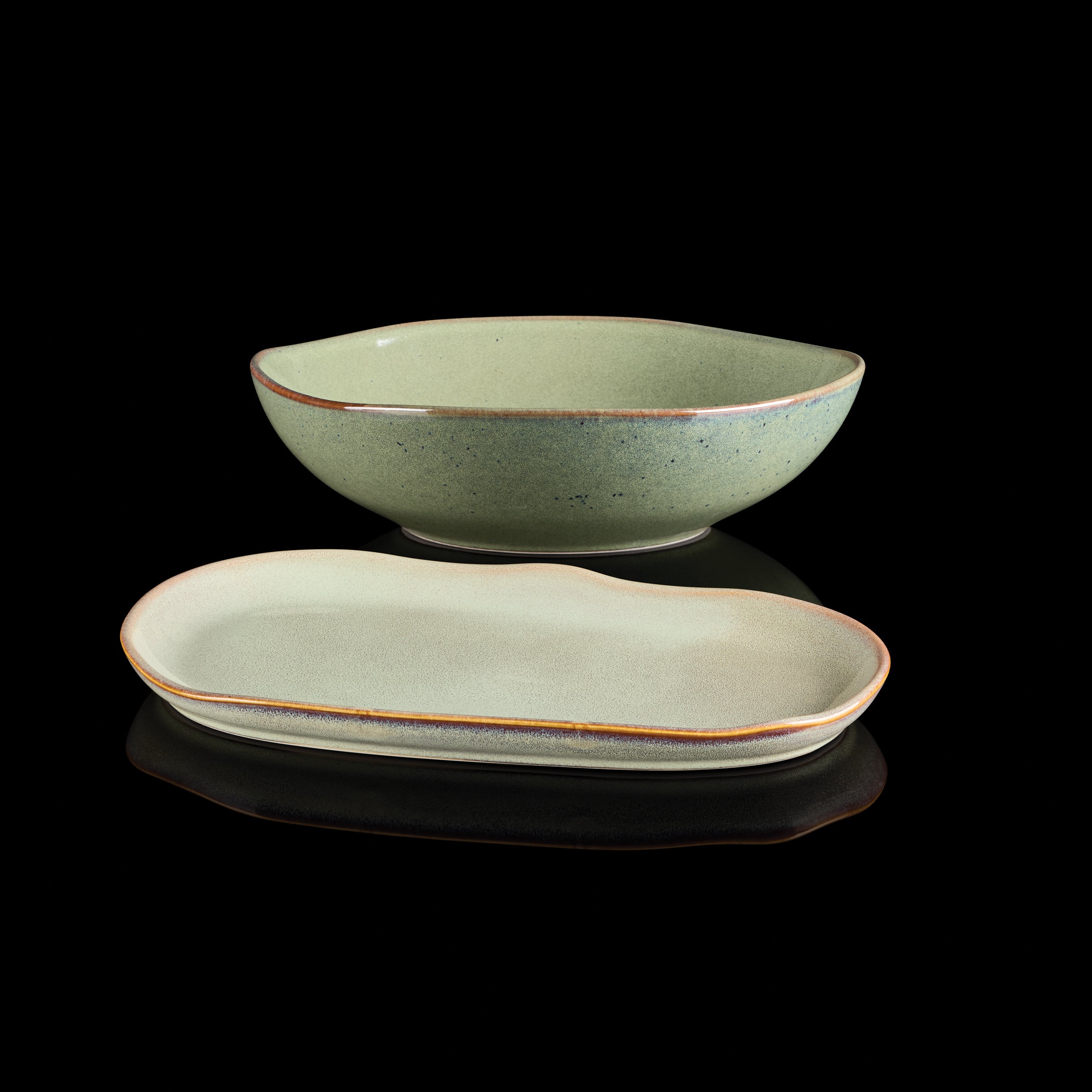 Organic Shades Green Stoneware Serving Set - 2-Piece Dishwasher Safe