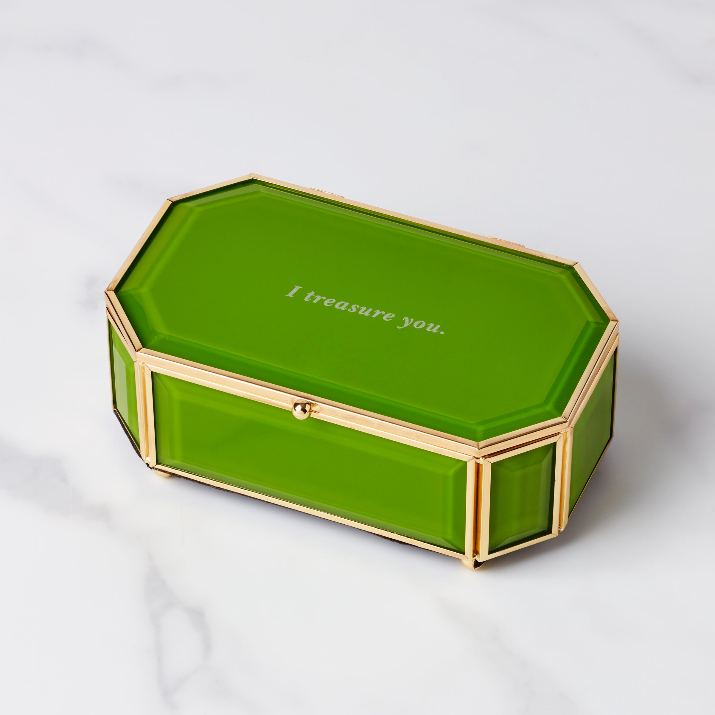 Green 'I Treasure You' Jewelry Gift Box