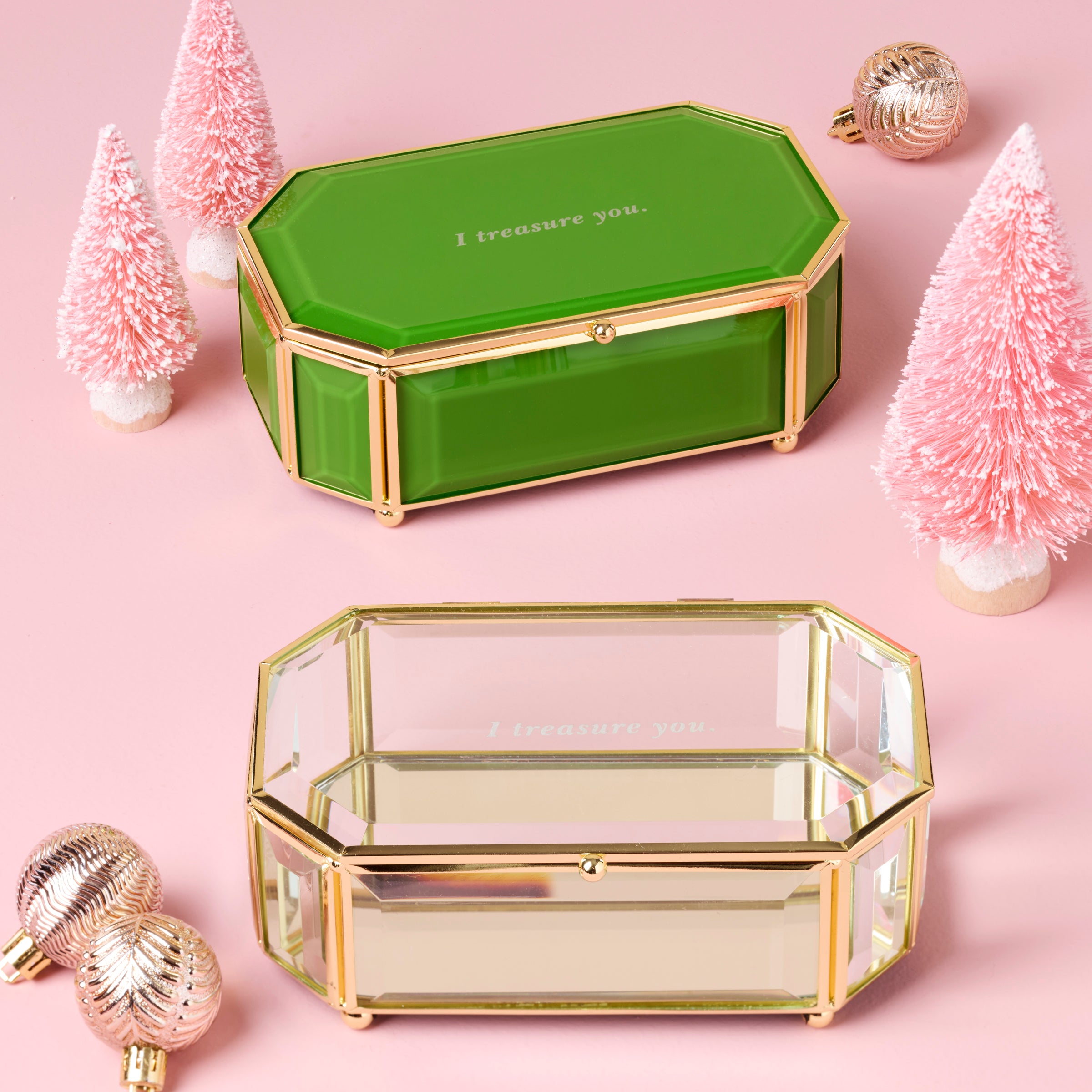 Green 'I Treasure You' Jewelry Gift Box