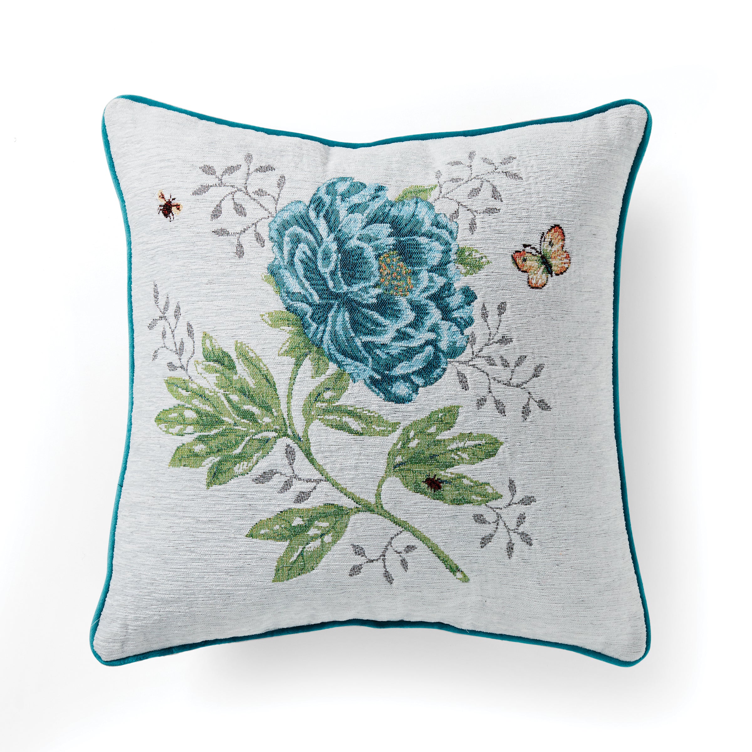 Butterfly Meadow Floral Pillow Cover 18x18 Inch