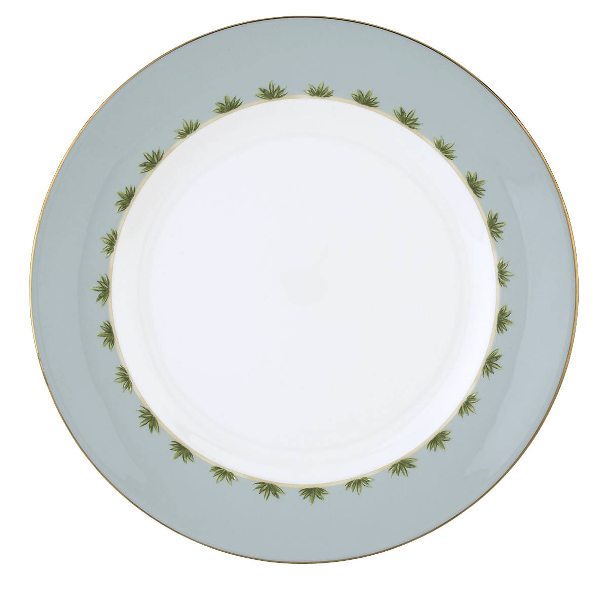 British Colonial Tradewind Porcelain Dinner Plate with Gold Trim