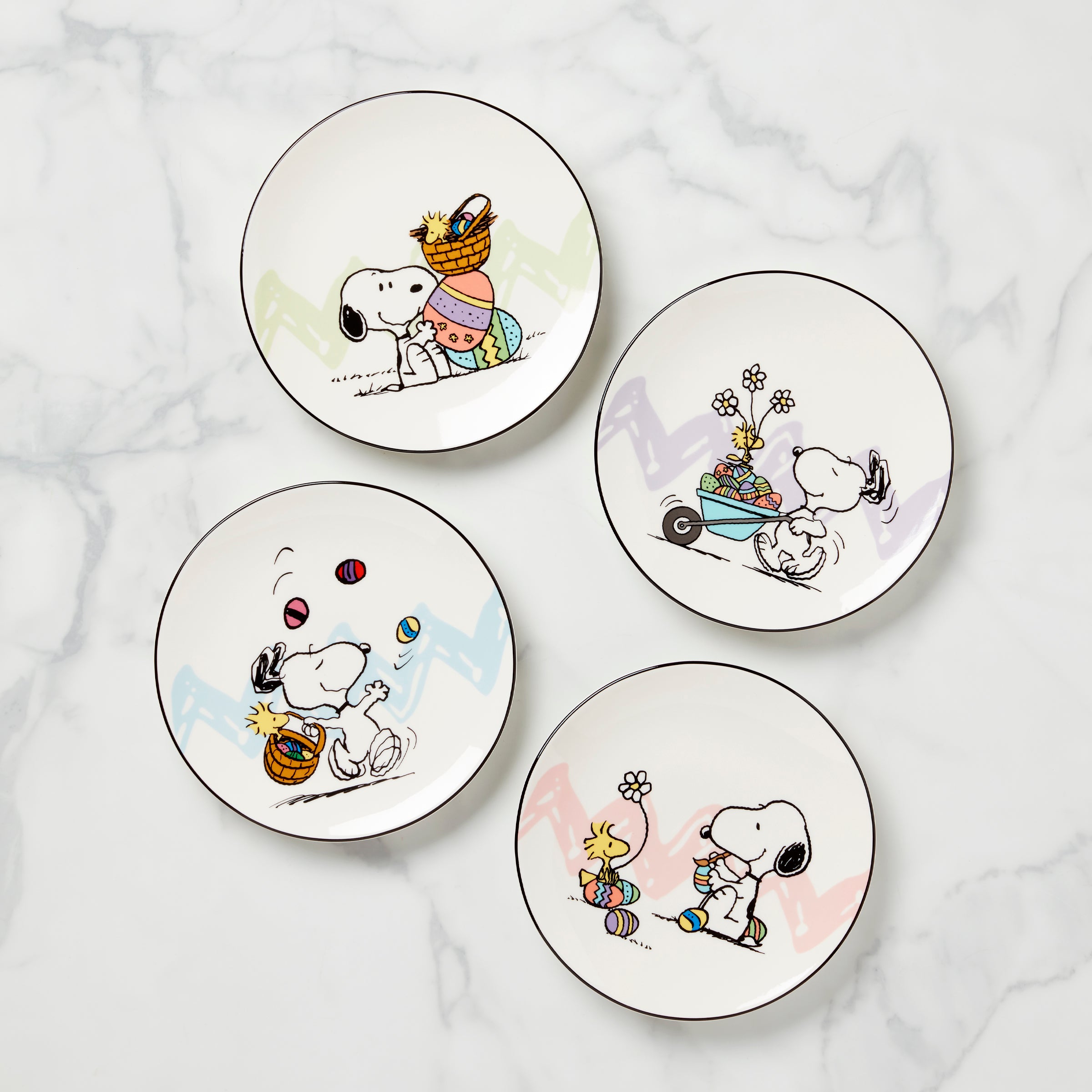 Snoopy Easter Plates Set of 4 - Woodstock & Spring Designs