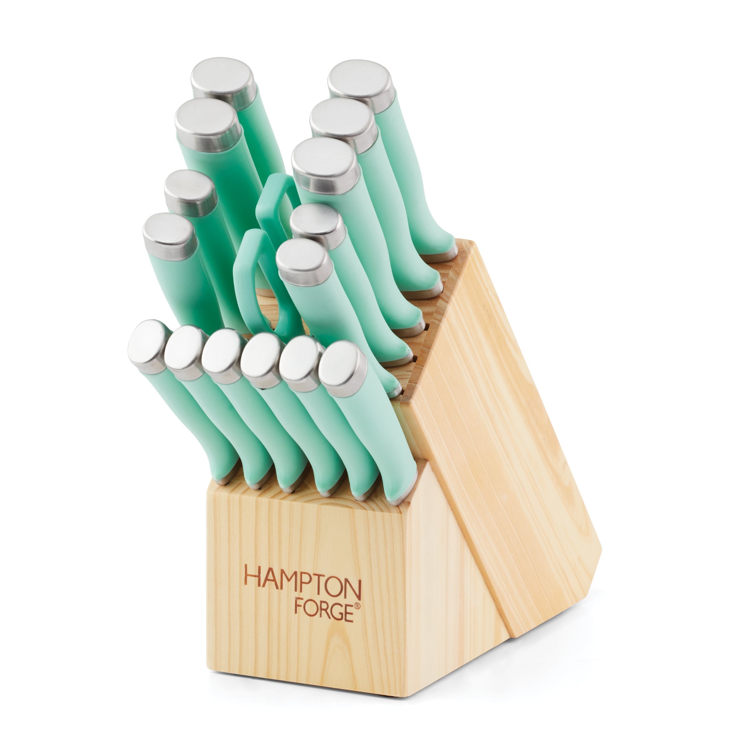 Epicure Pistachio 17-Piece Knife Block Set - Sharp Blades & Soft Grip