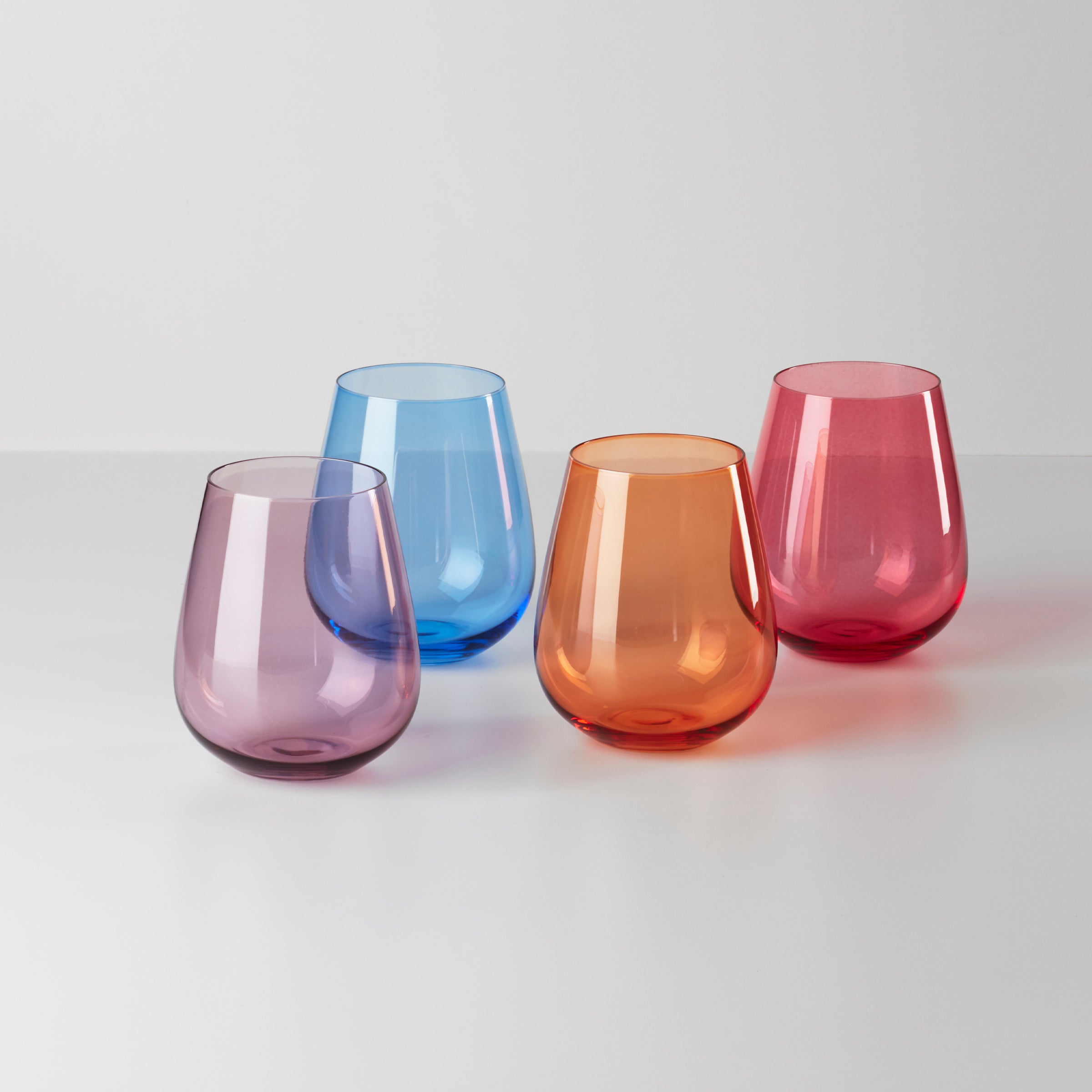 Oneida True Colors Stemless Wine Glasses Set - 4-Piece Party Collection