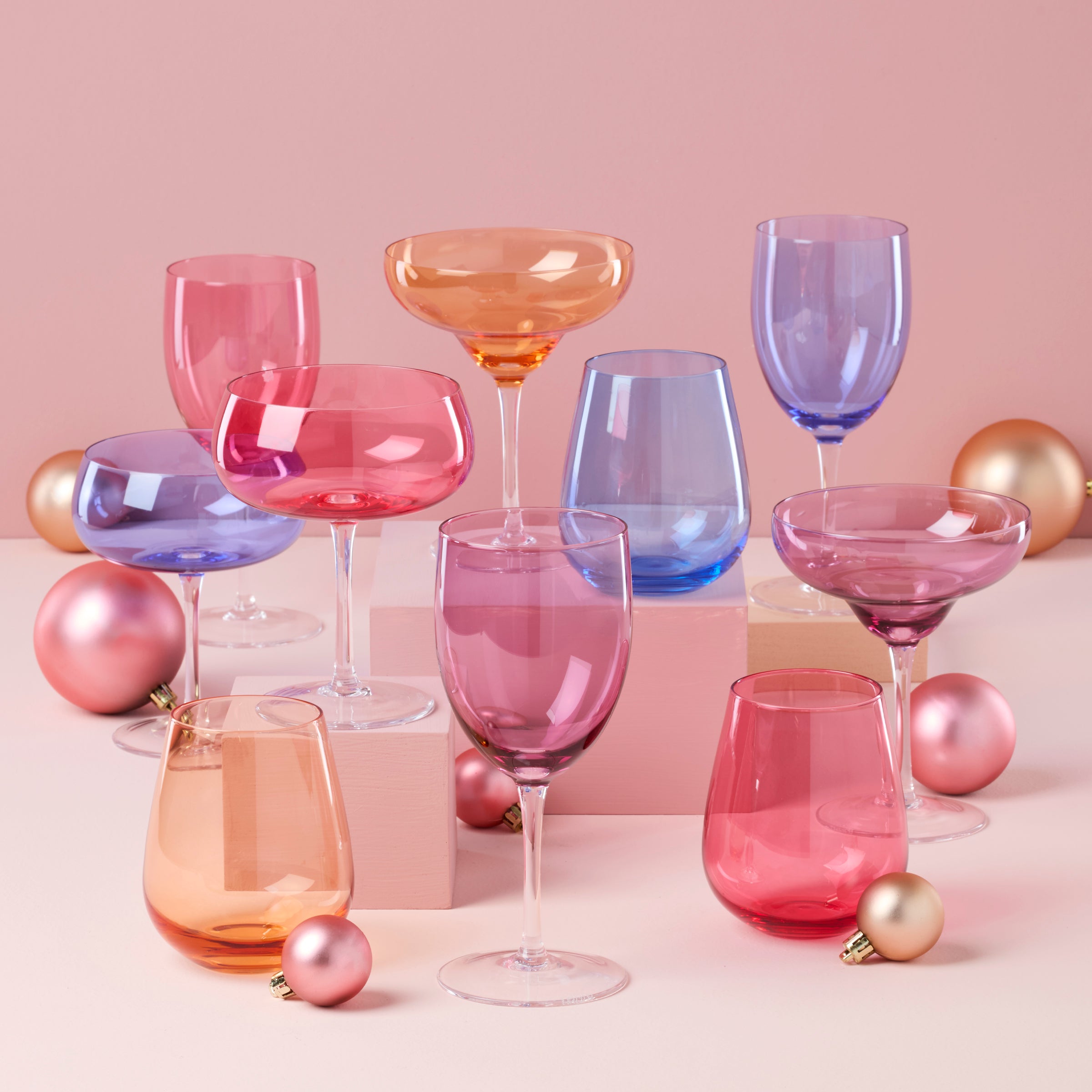 Oneida True Colors Stemless Wine Glasses Set - 4-Piece Party Collection