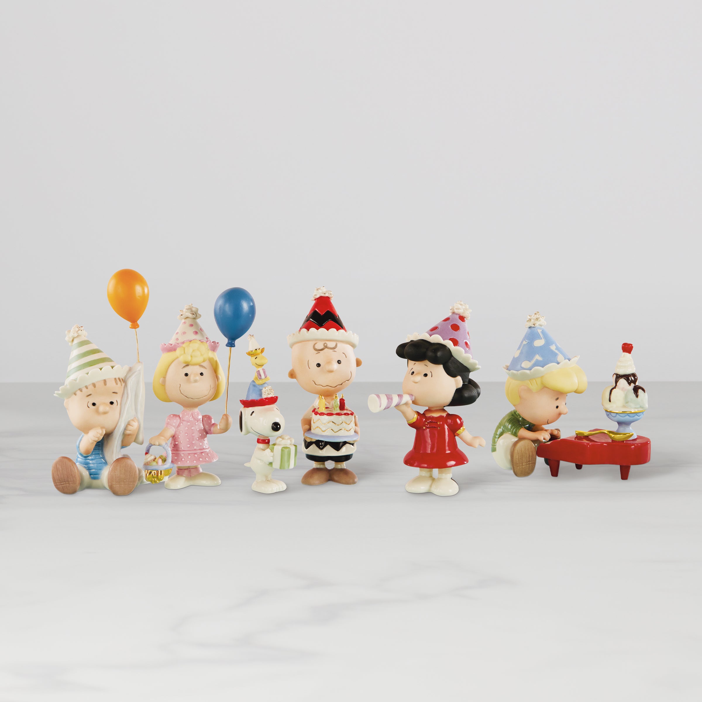 Peanuts Birthday Figurine Set - 6-Piece Hand-Painted China Collectibles