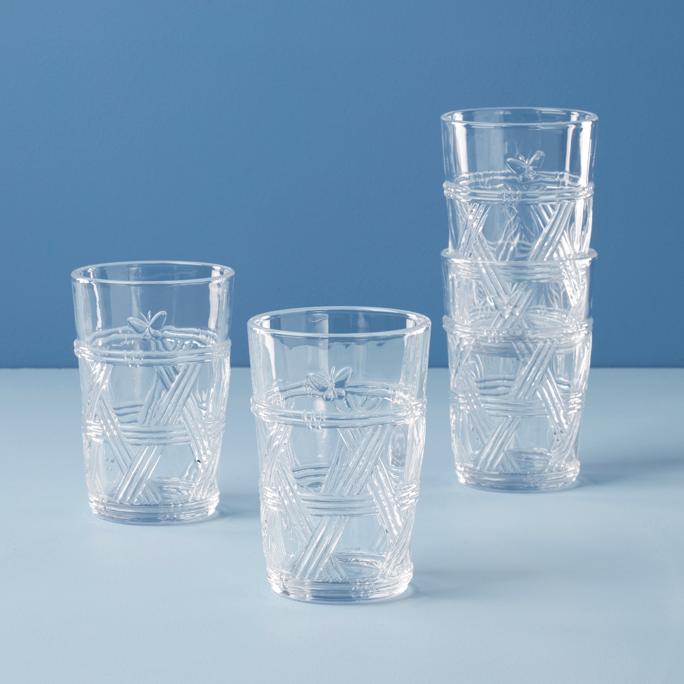 Butterfly Meadow Tall Drinking Glasses - Set of 4 Clear Glass