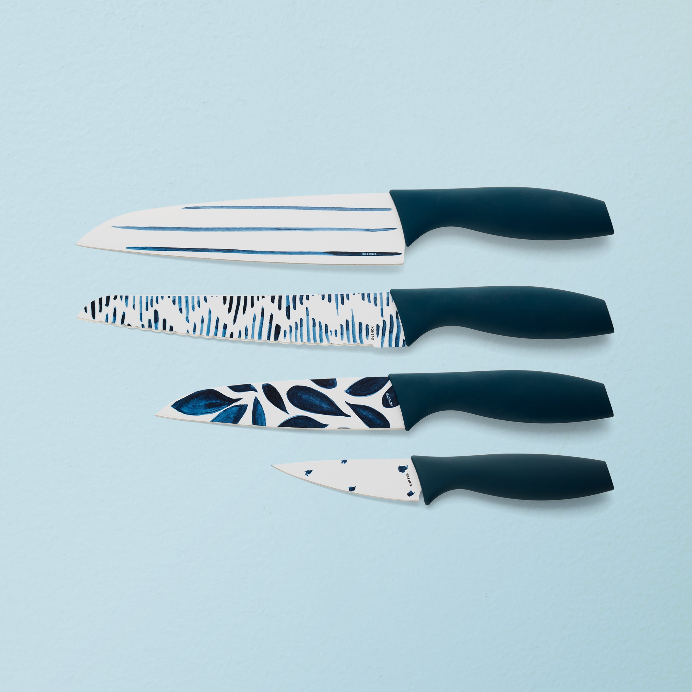 Blue Bay 4-Piece Stainless Steel Knife Set with Textile Patterns