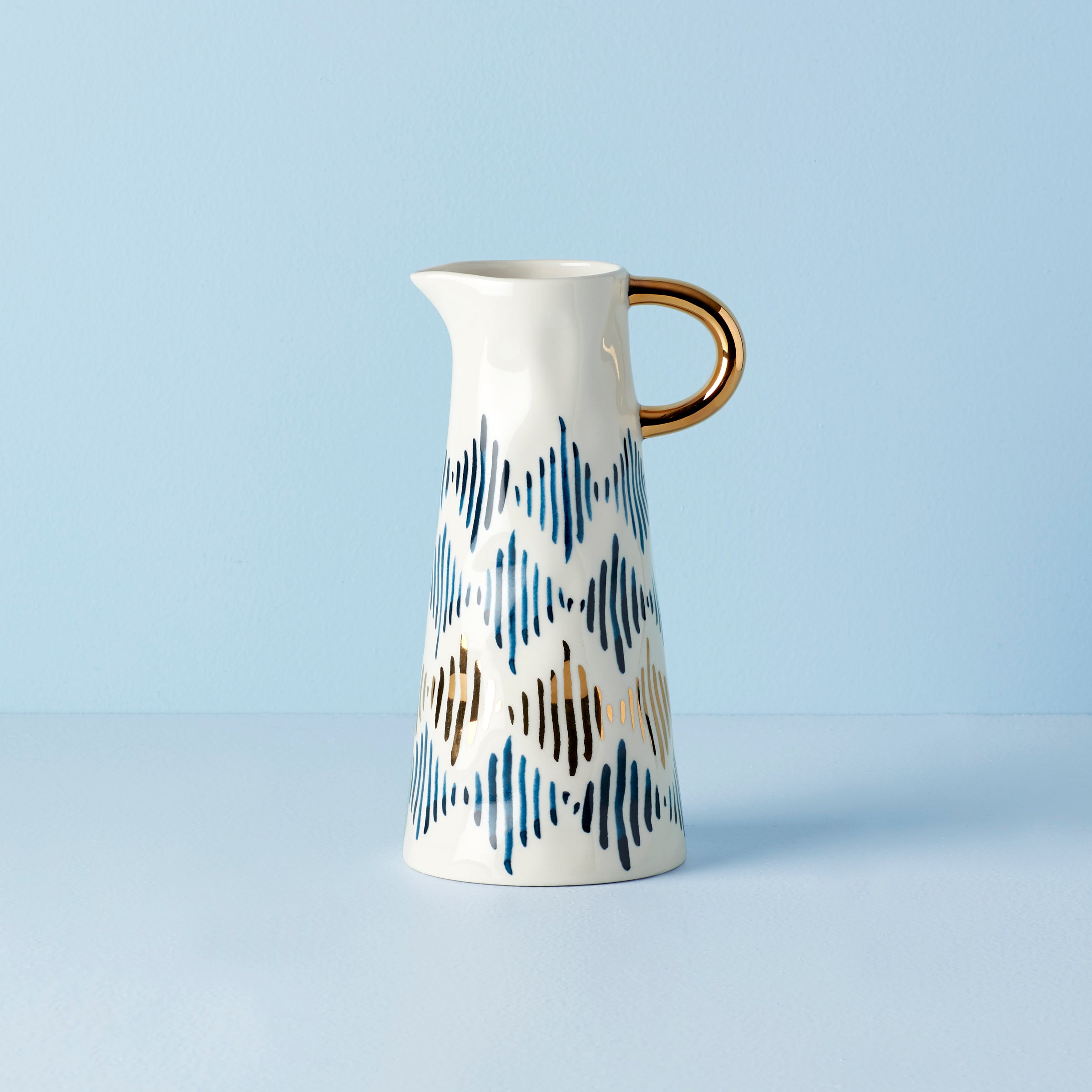 Blue Bay Porcelain Pitcher with Gold Handle – Medium Size