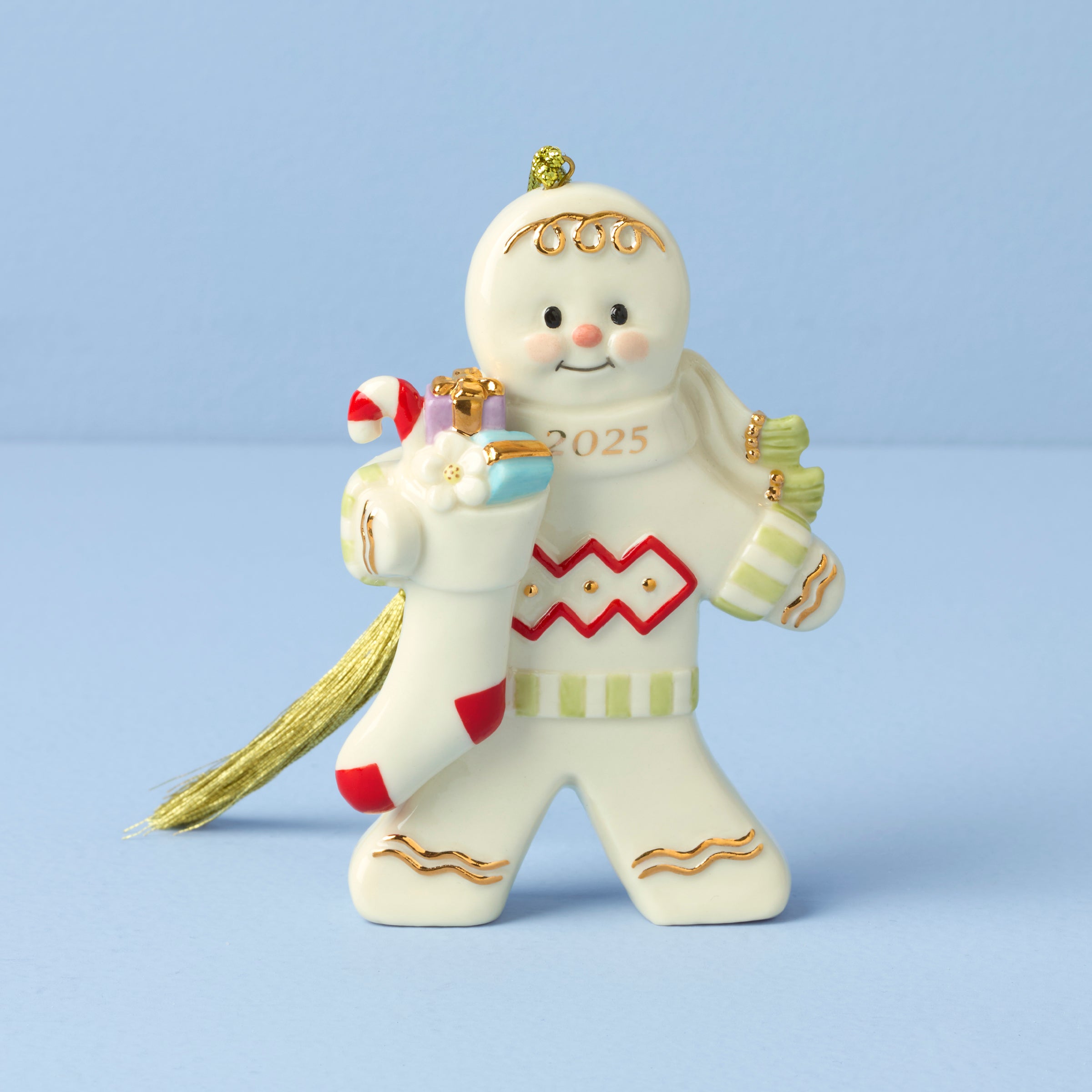2025 Gingerbread Man Christmas Ornament with Stocking & Sweater