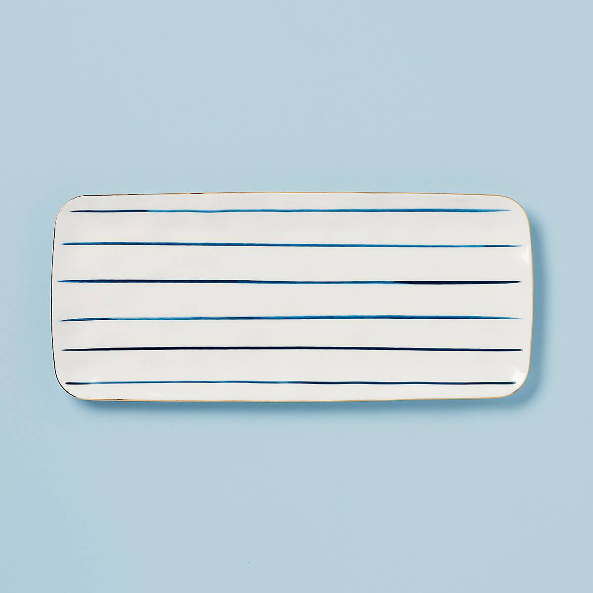 Blue Bay Striped Gold Accent Hors d'Oeuvre Dessert Tray