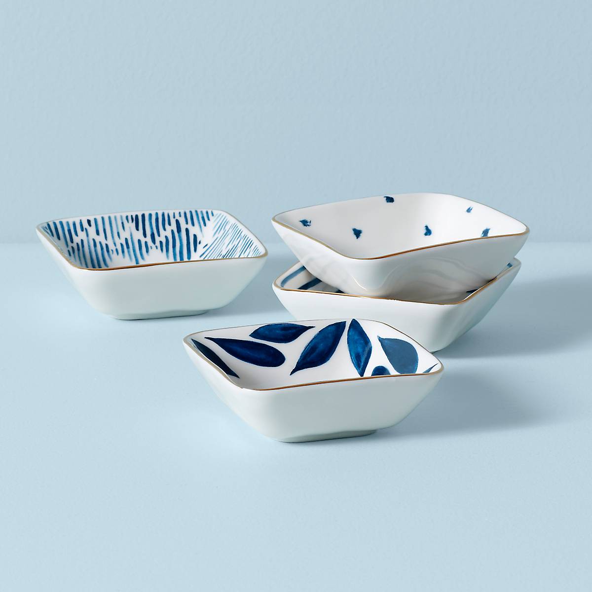 Blue Bay Stacking Dip Bowls Set of 4 with Gold Banding