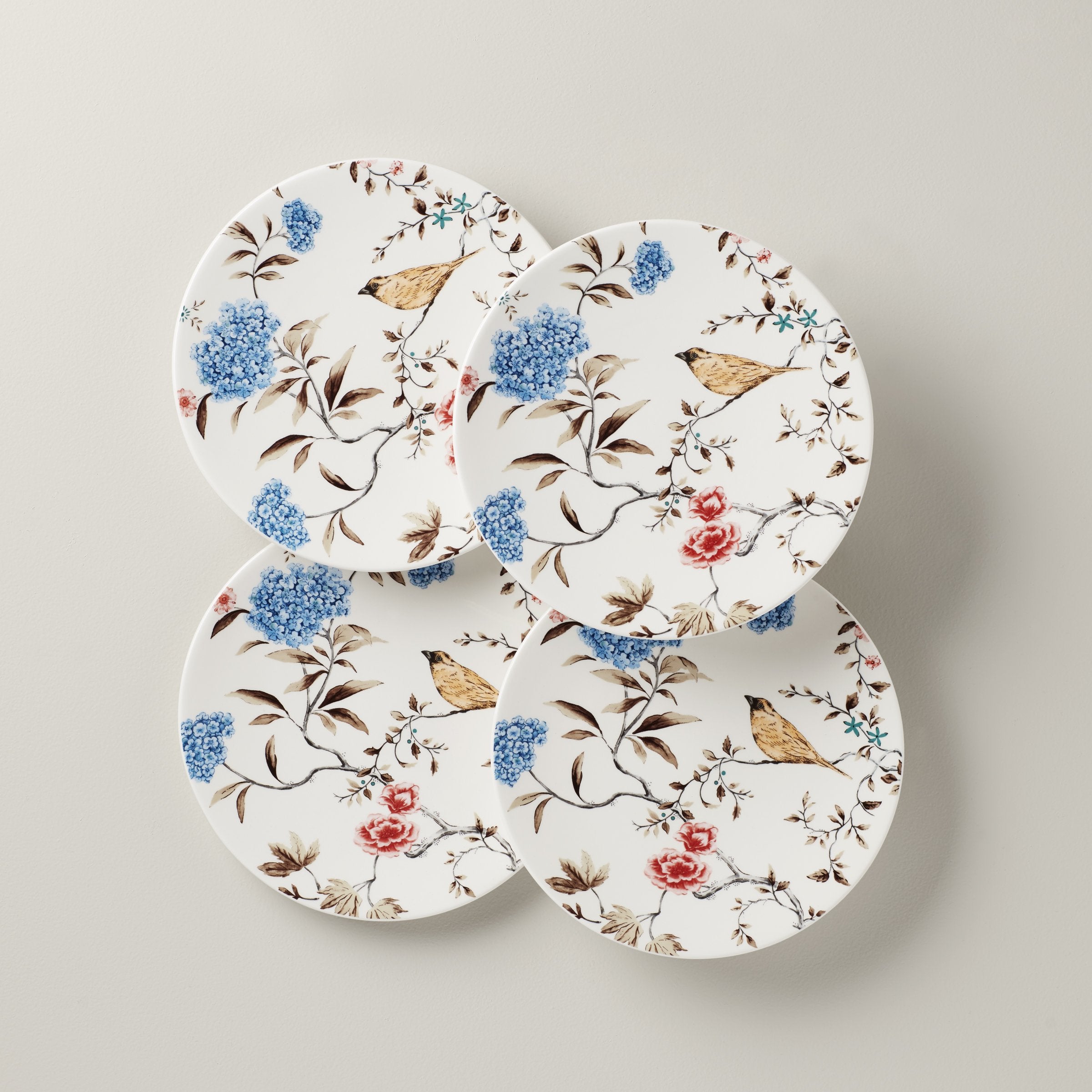 Sprig & Vine Floral Accent Plates - Set of 4 Botanical Design