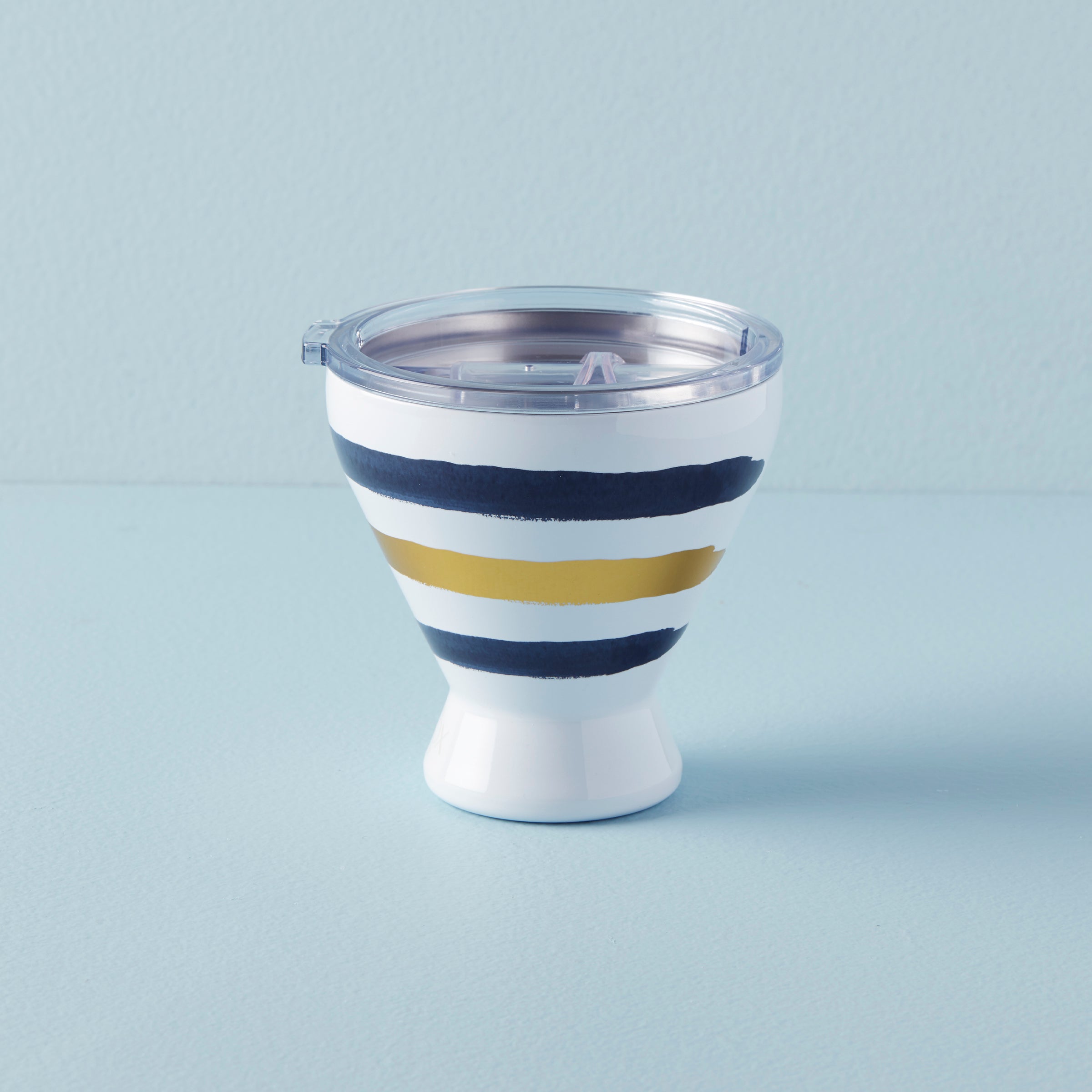 Blue Bay Striped Stainless Steel Tumbler – Vacuum Insulated, Leak-Proof
