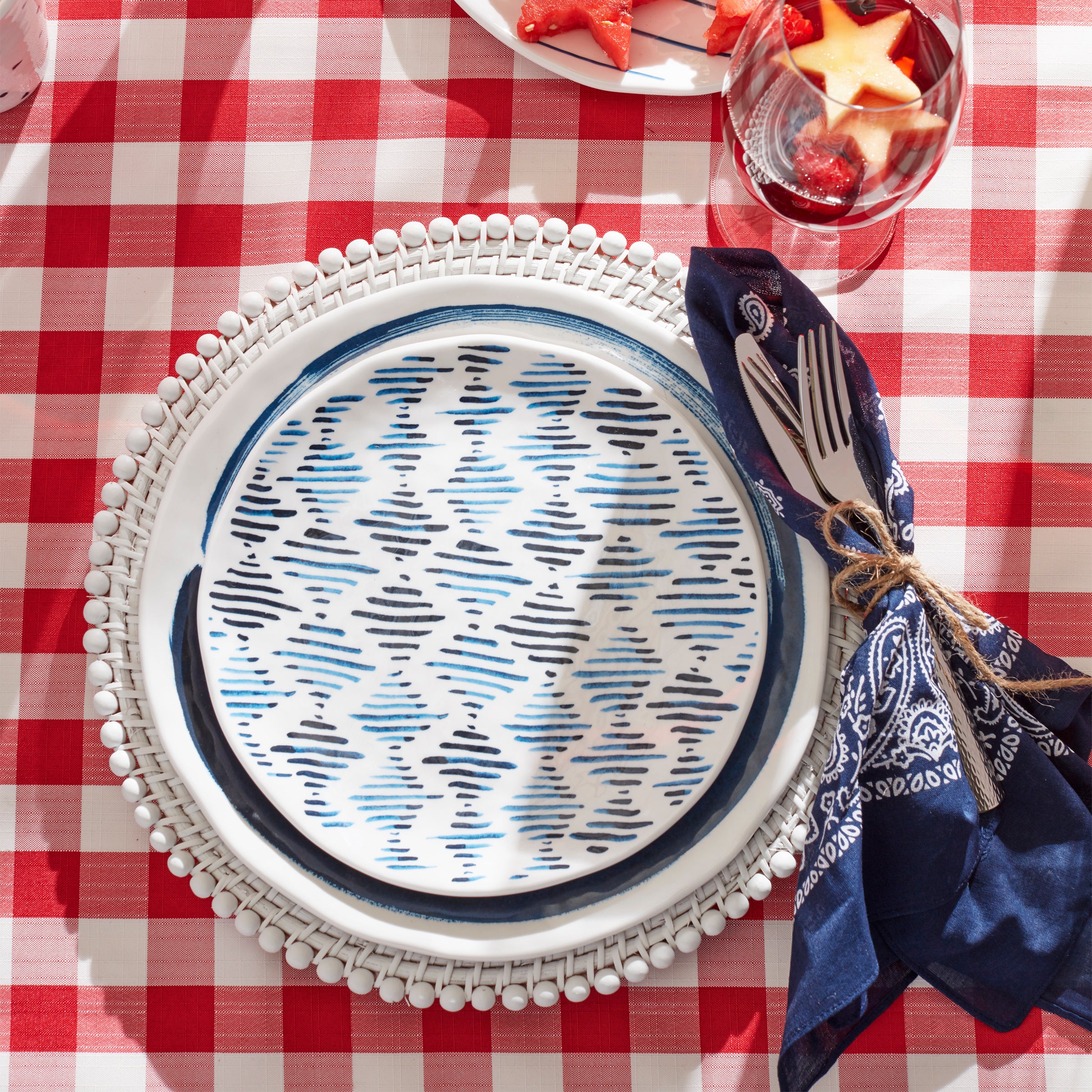 Blue Bay 16-Piece Melamine Dinnerware Set for Outdoor & Everyday Use