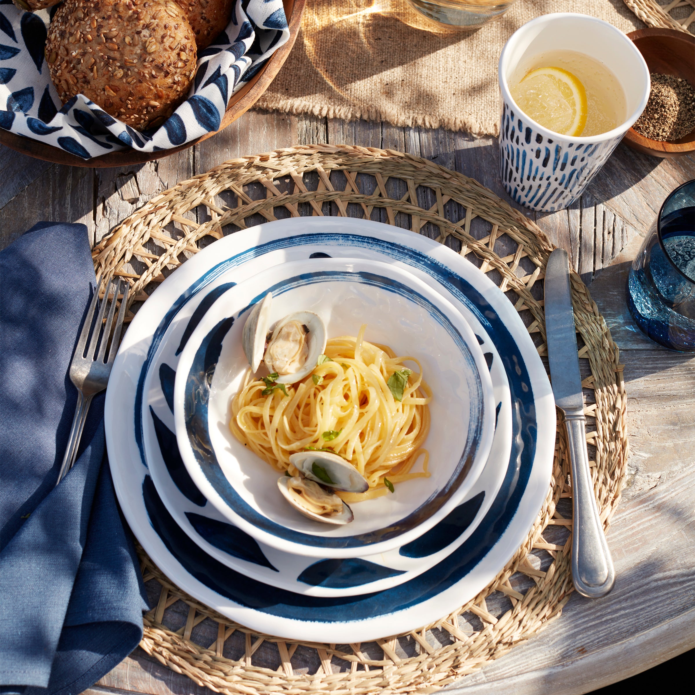 Blue Bay 16-Piece Melamine Dinnerware Set for Outdoor & Everyday Use