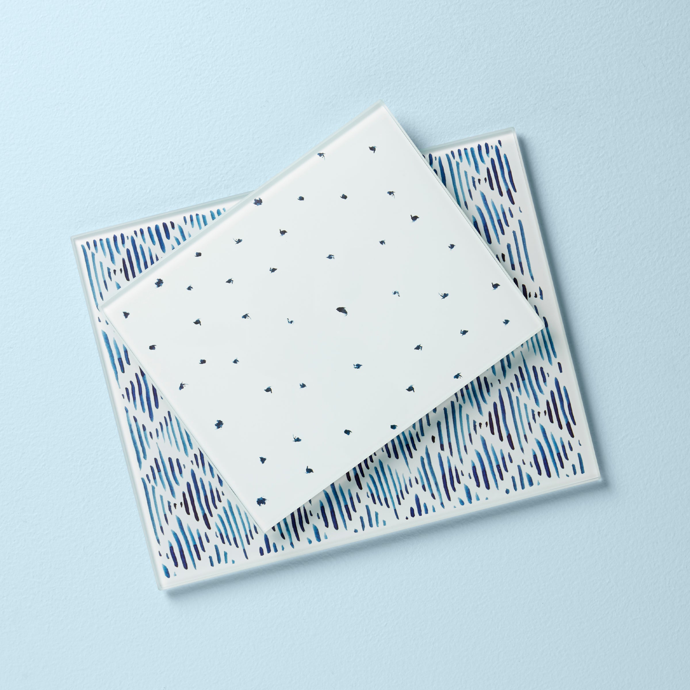 Blue Bay 2-Piece Glass Cutting Board Set with Textile Design