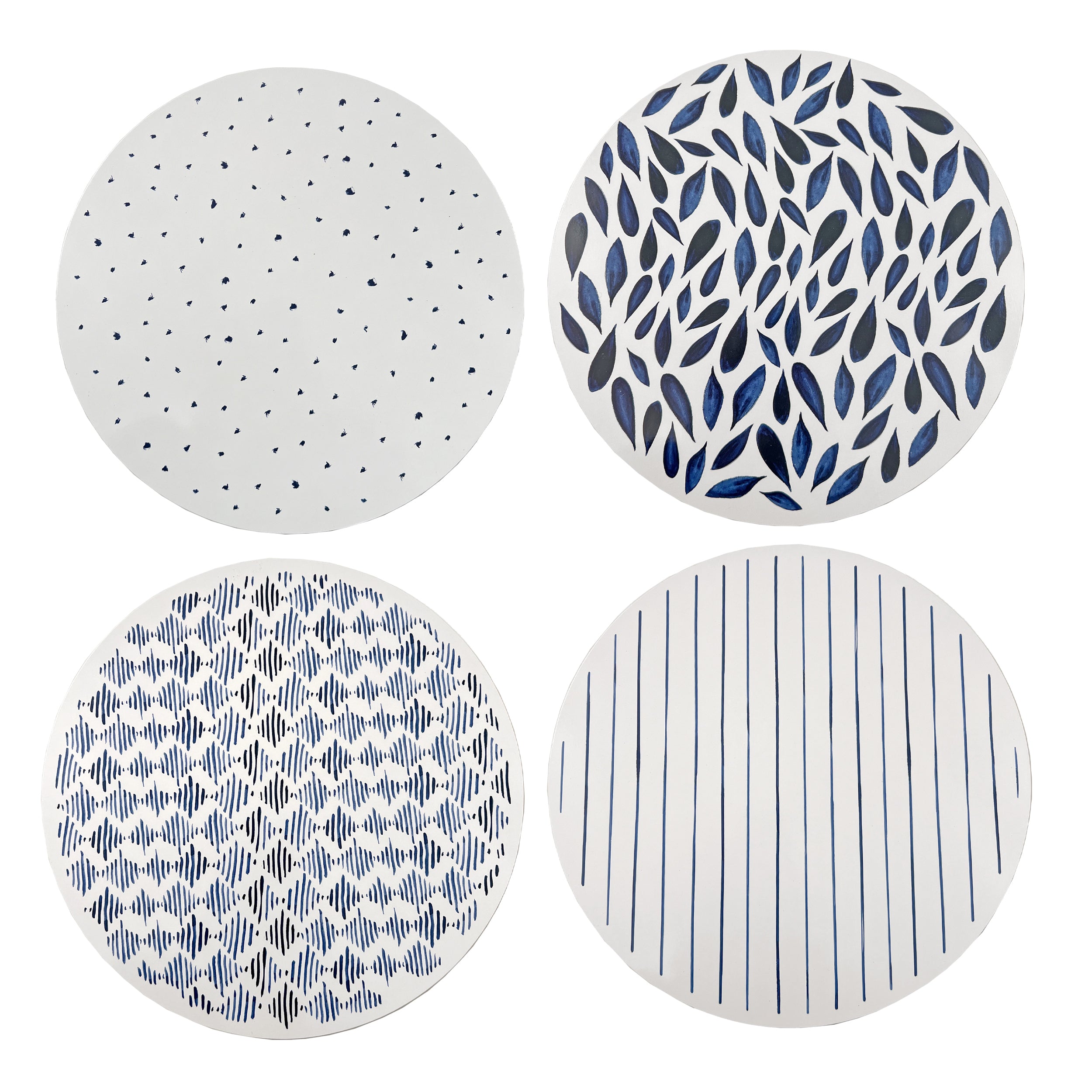 Blue Bay Corkback Placemats Set of 4 - Textile-Inspired Organic Designs