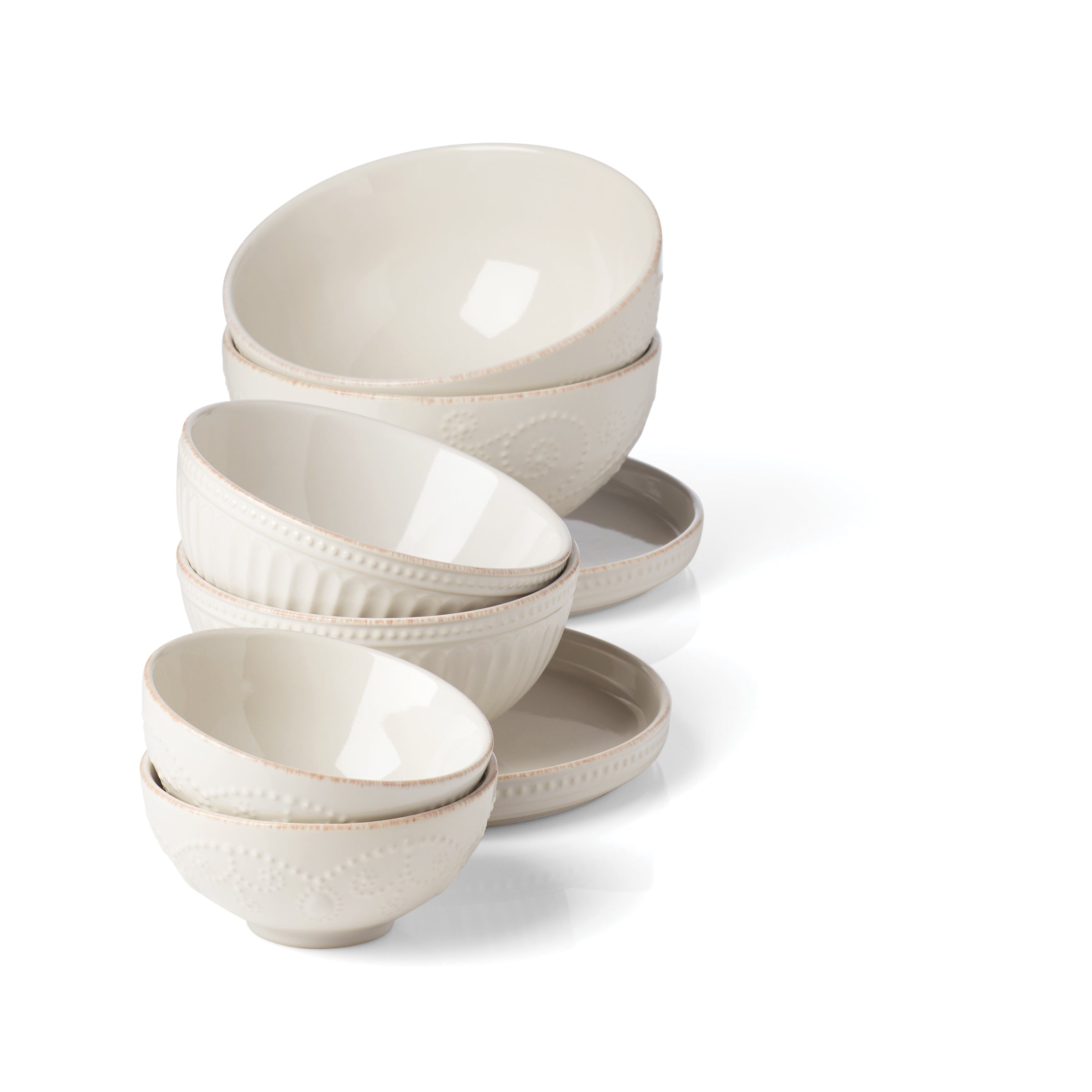 French Perle Luna Stoneware Nesting Dinnerware Set - 8 Pieces