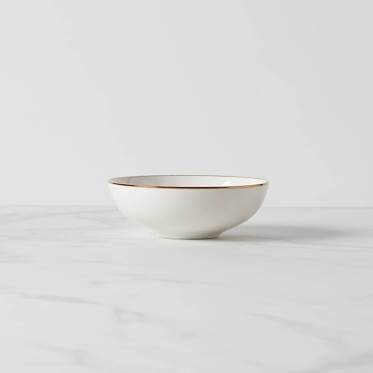 Trianna White Ceramic Bowl with Gold Accents – Microwave & Dishwasher Safe