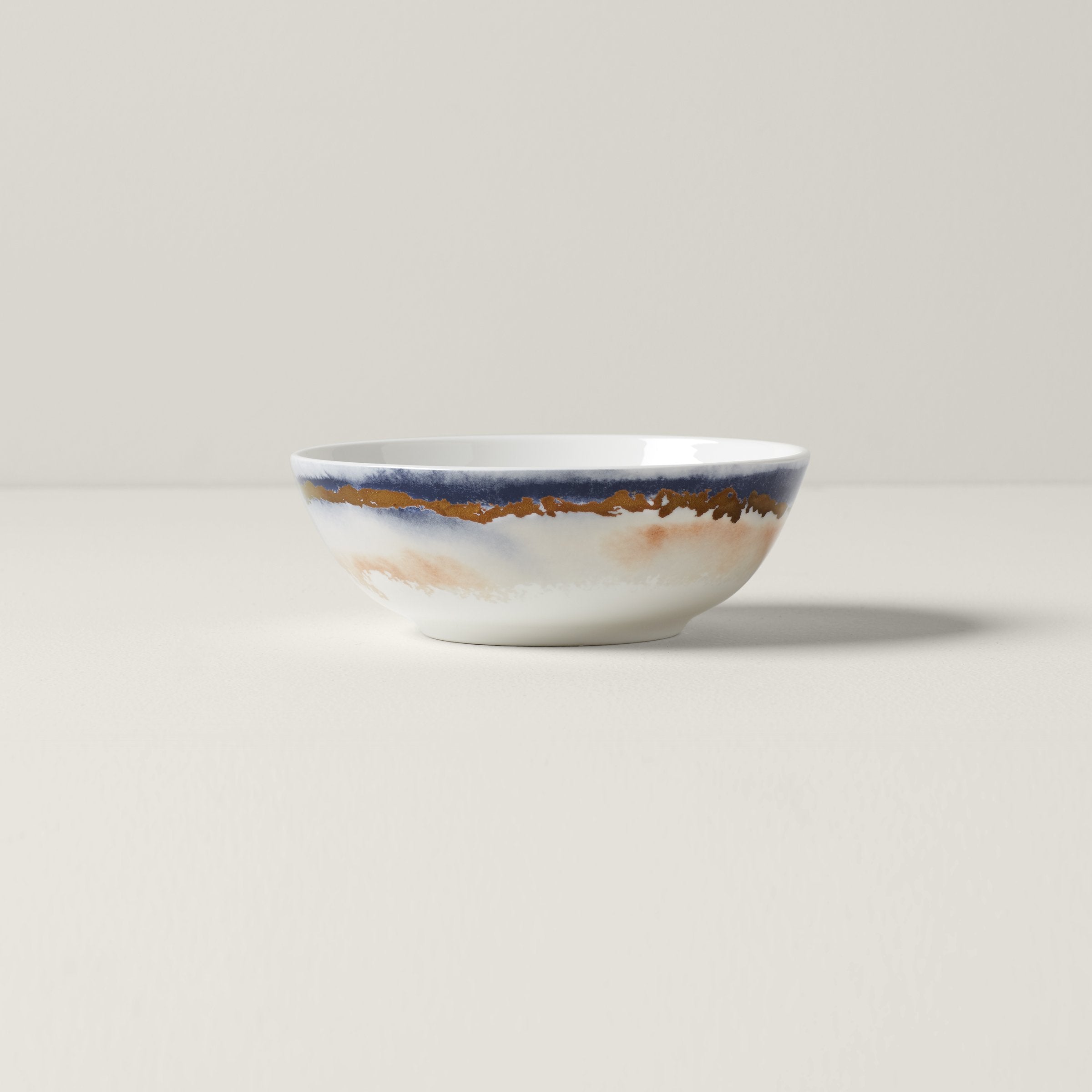 Watercolor Indigo Place Setting Bowl with Gold Accents