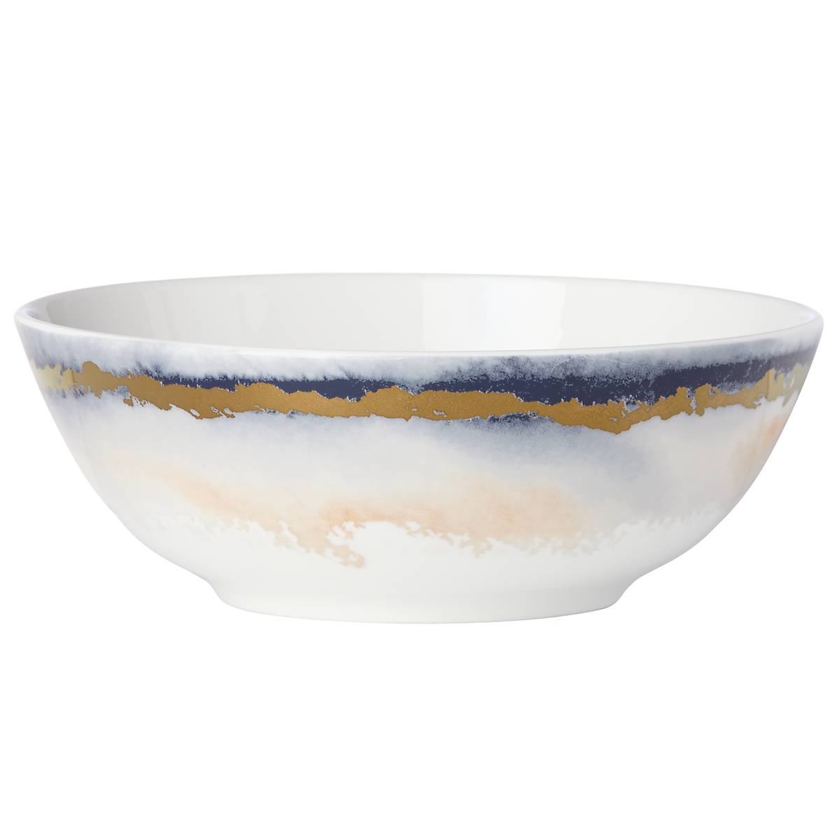 Watercolor Indigo Place Setting Bowl with Gold Accents