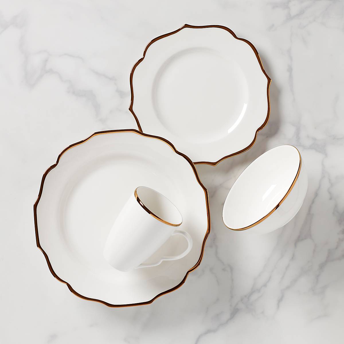 Contempo Luxe Porcelain Bowl with Gold Trim - Microwave & Dishwasher Safe