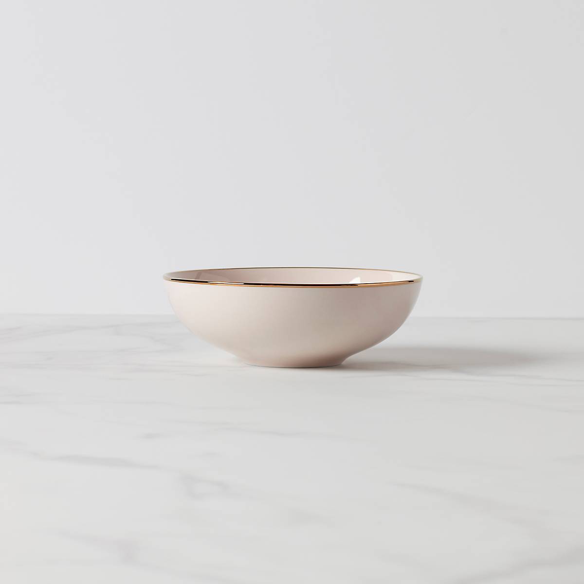 Trianna Blush Ceramic Bowl with Gold Trim - Microwave & Dishwasher Safe