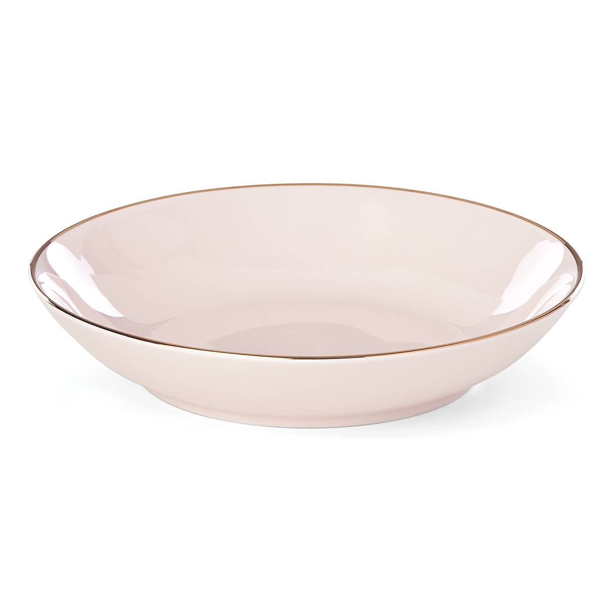 Trianna Blush Pink Ceramic Pasta Bowl with Gold Trim