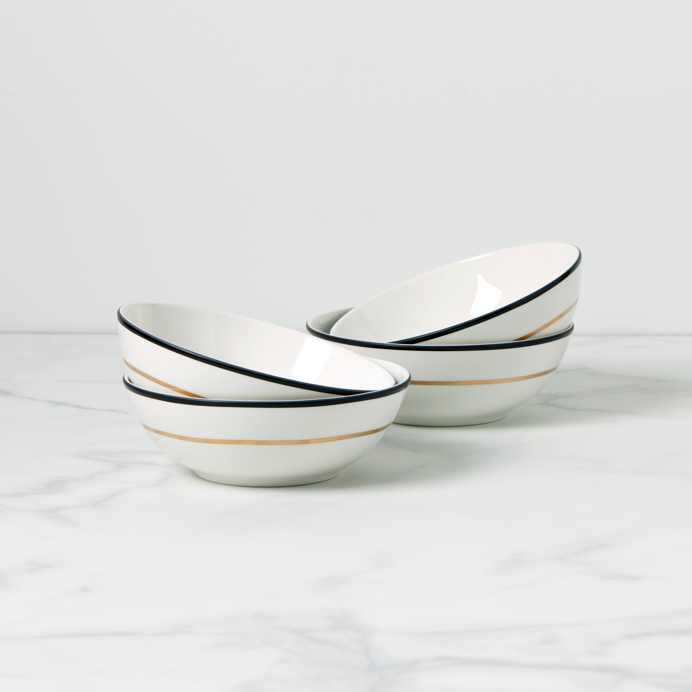 Kate Spade New York Black & Gold Ceramic Bowls - Set of 4