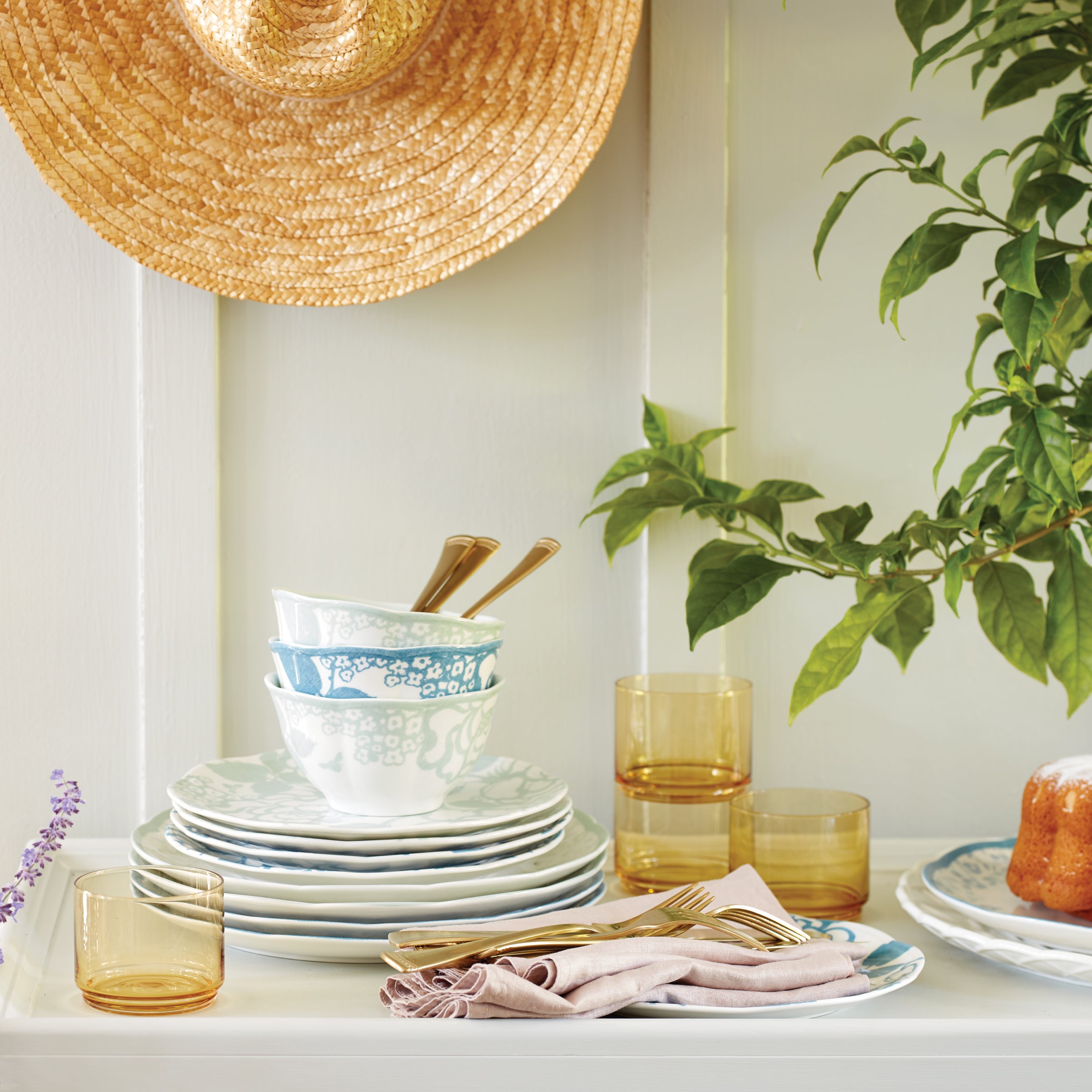 Cottagecore Cornflower Floral Rice Bowls - Set of 4