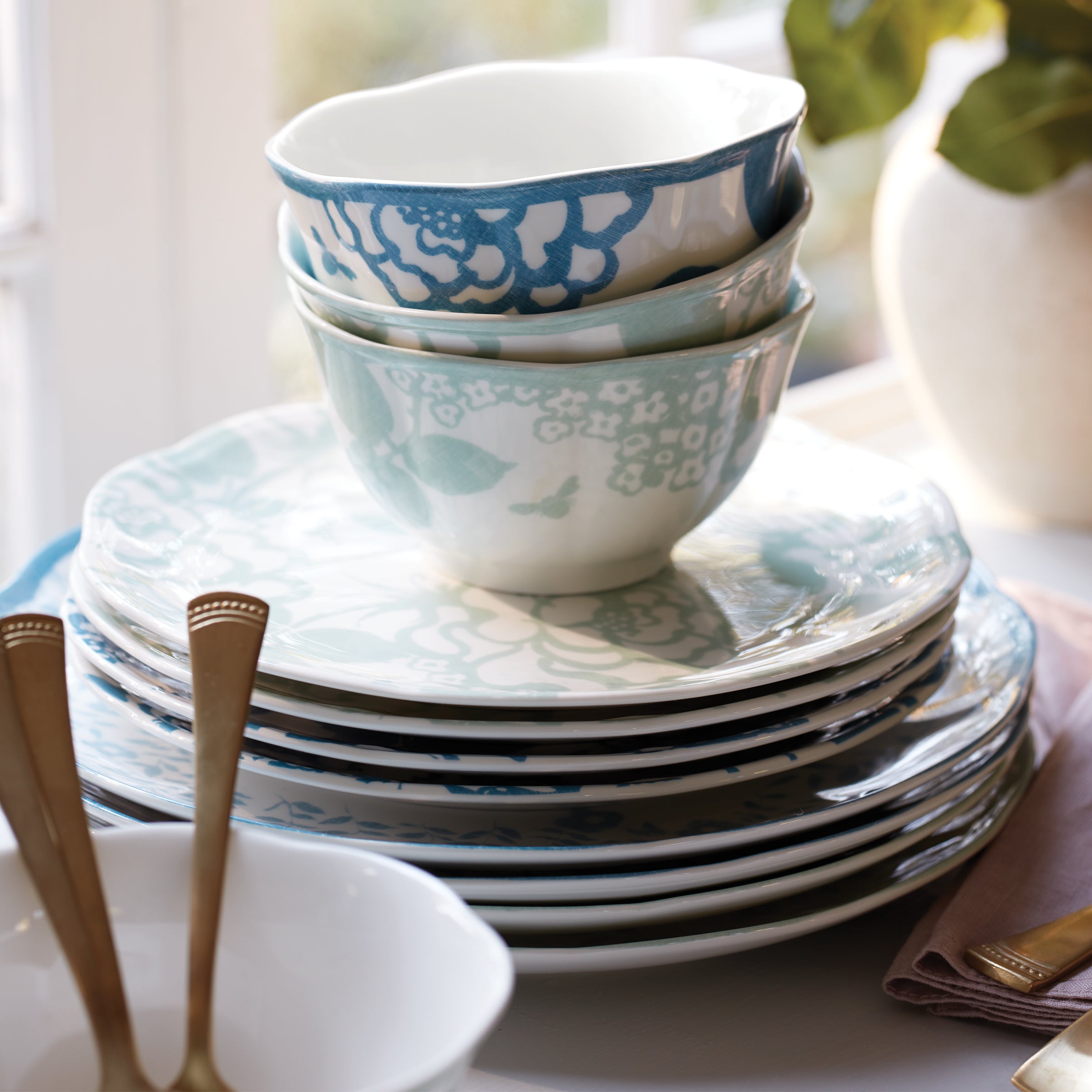 Cottagecore Cornflower Floral Rice Bowls - Set of 4