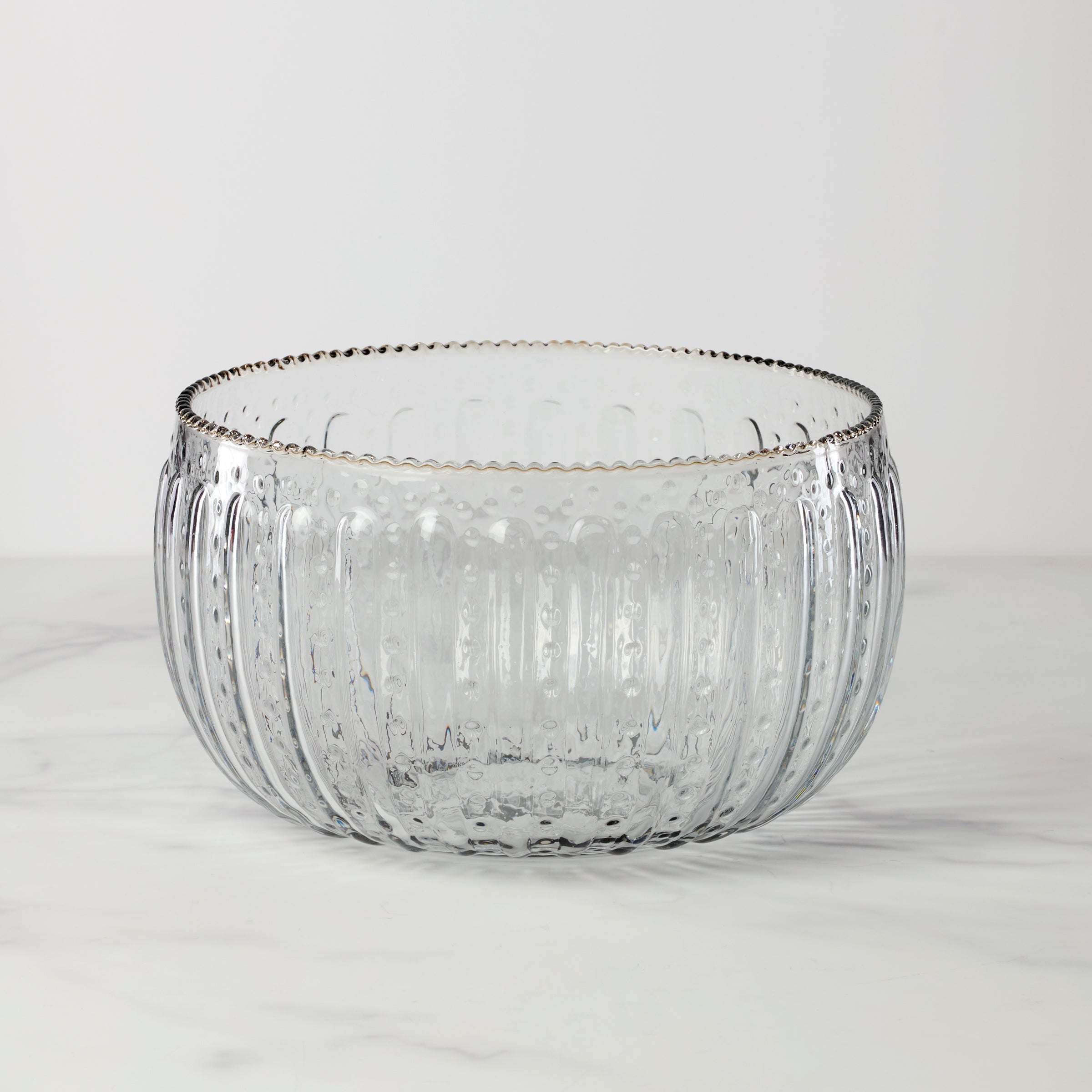 Handcrafted Glass Bowl with Ruffle Design – Clear Artisan Decor