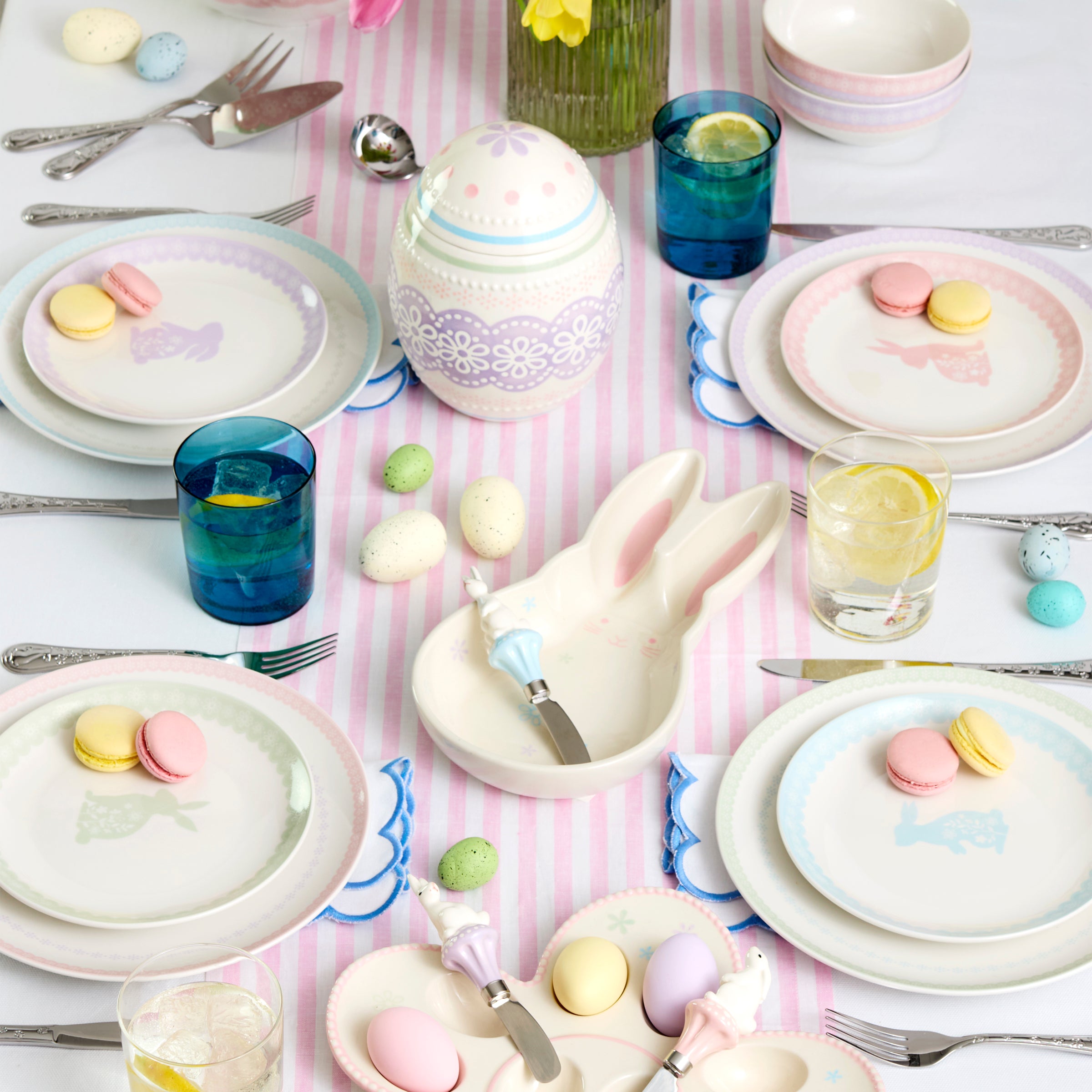 Bunny Hop Porcelain Bowls - Set of 4 Easter Tableware