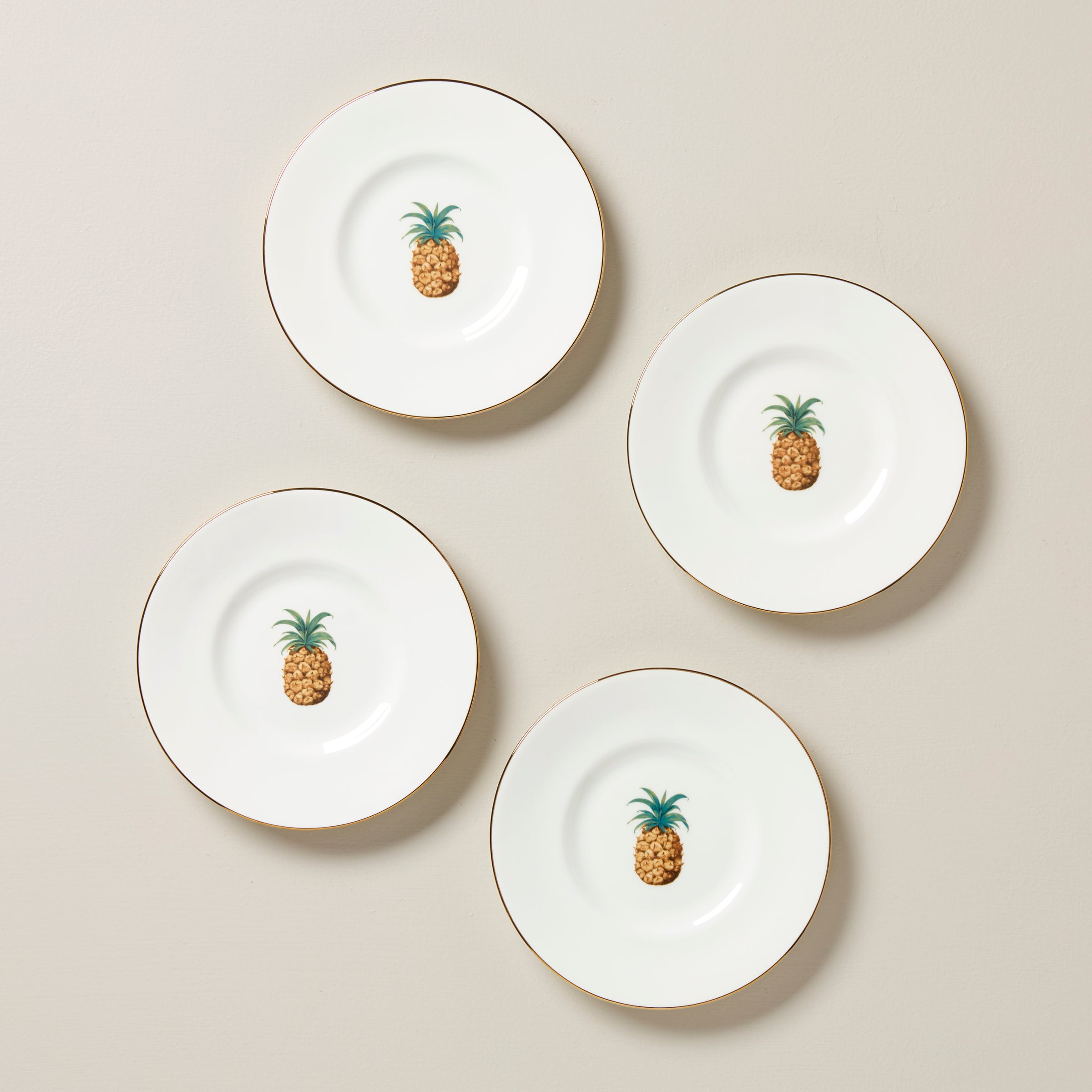 Lenox British Colonial Pineapple Bamboo Dessert Plates - Set of 4
