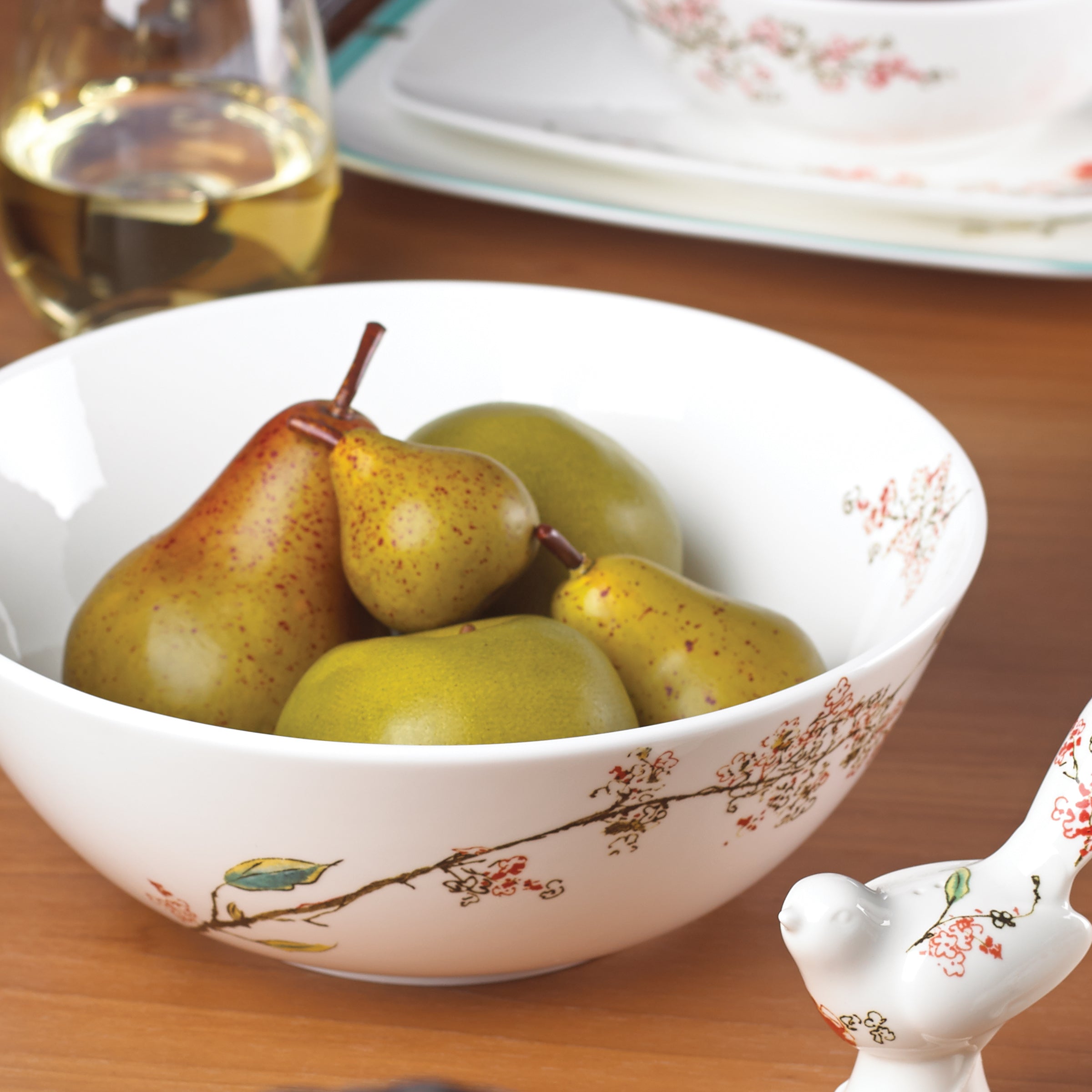 Porcelain Serving Bowl with Floral Design – Chirp Large Bowl