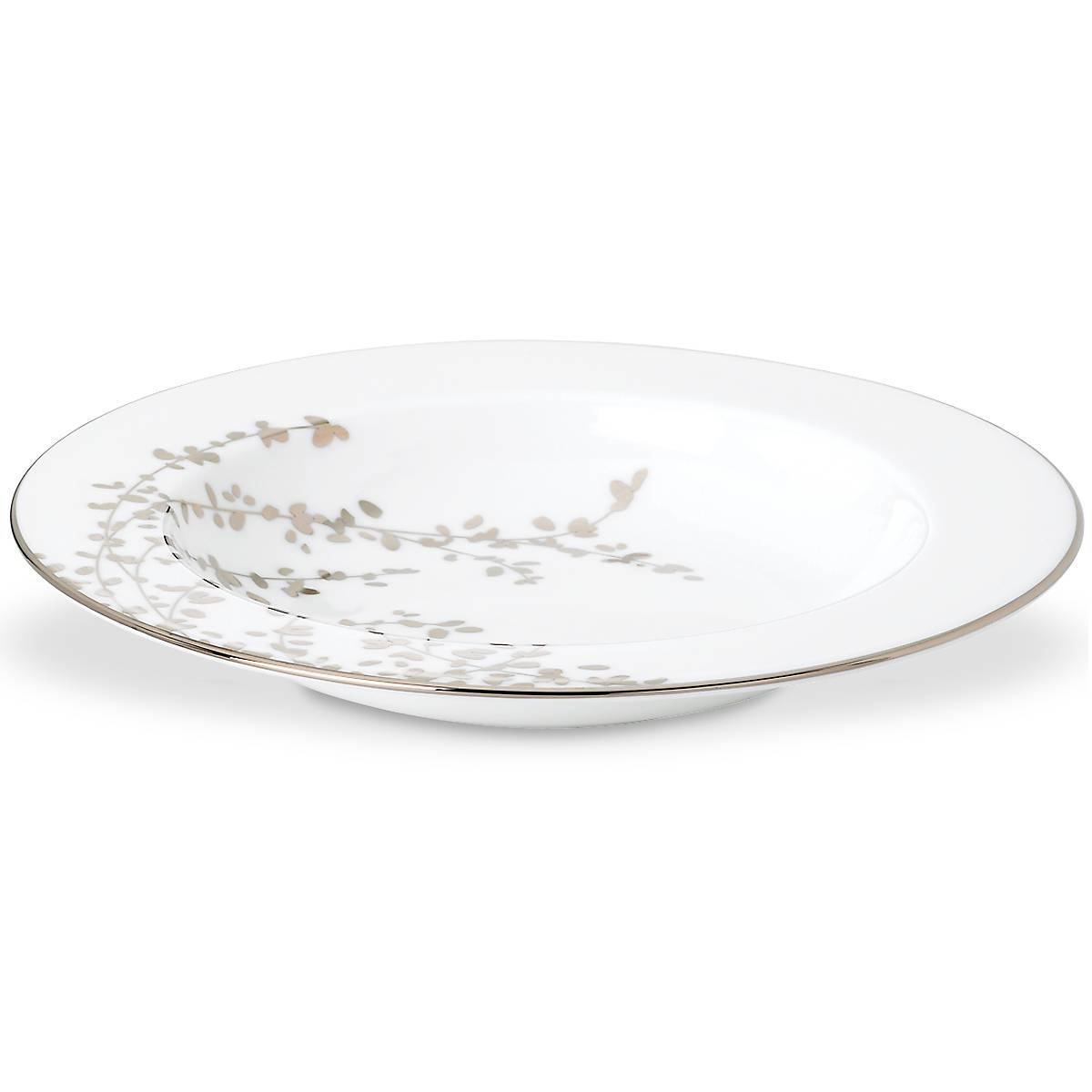 Kate Spade Platinum Rimmed Pasta Bowl - White Bone China Dishwasher-Safe