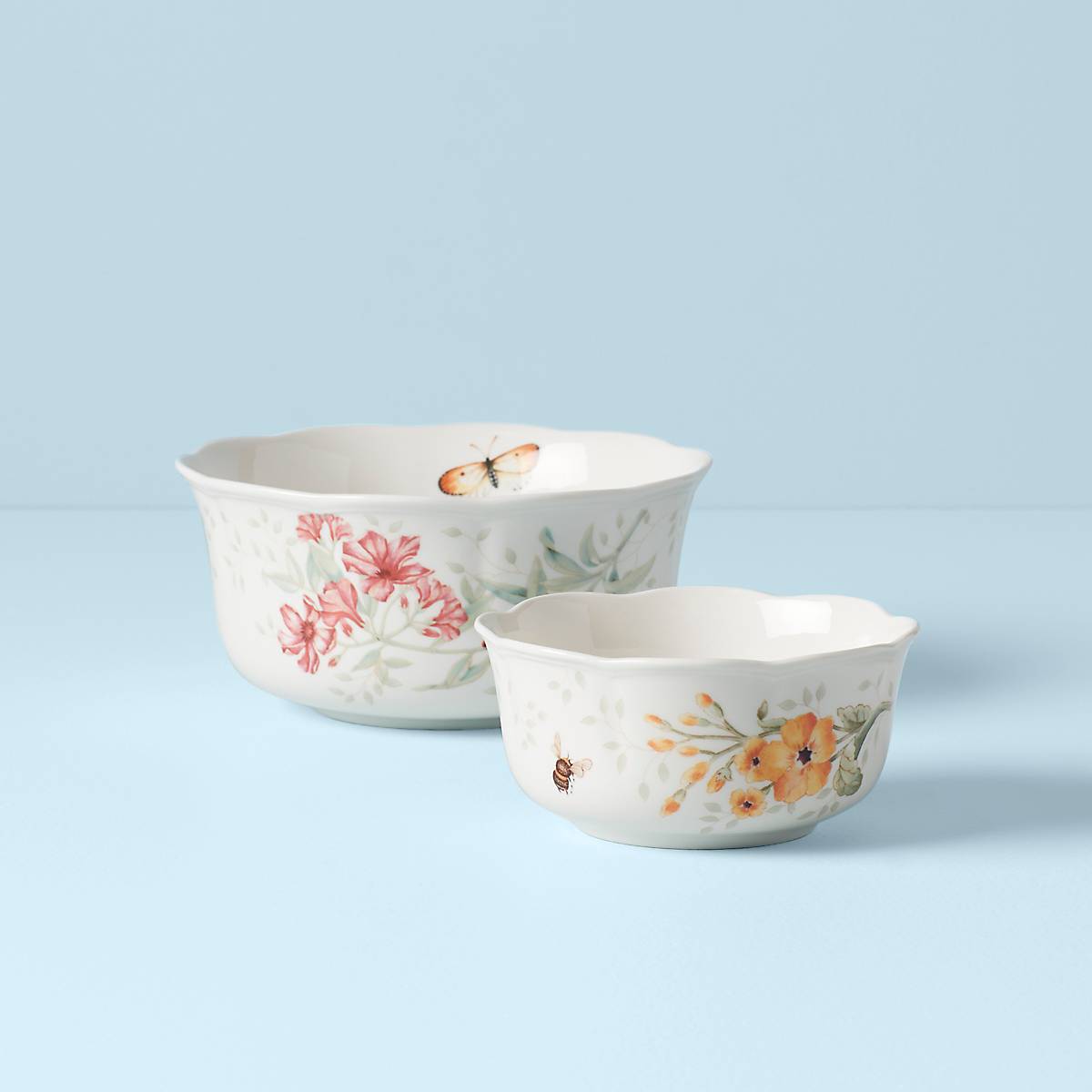 Butterfly Meadow Ceramic Nesting Bowls with Floral Design