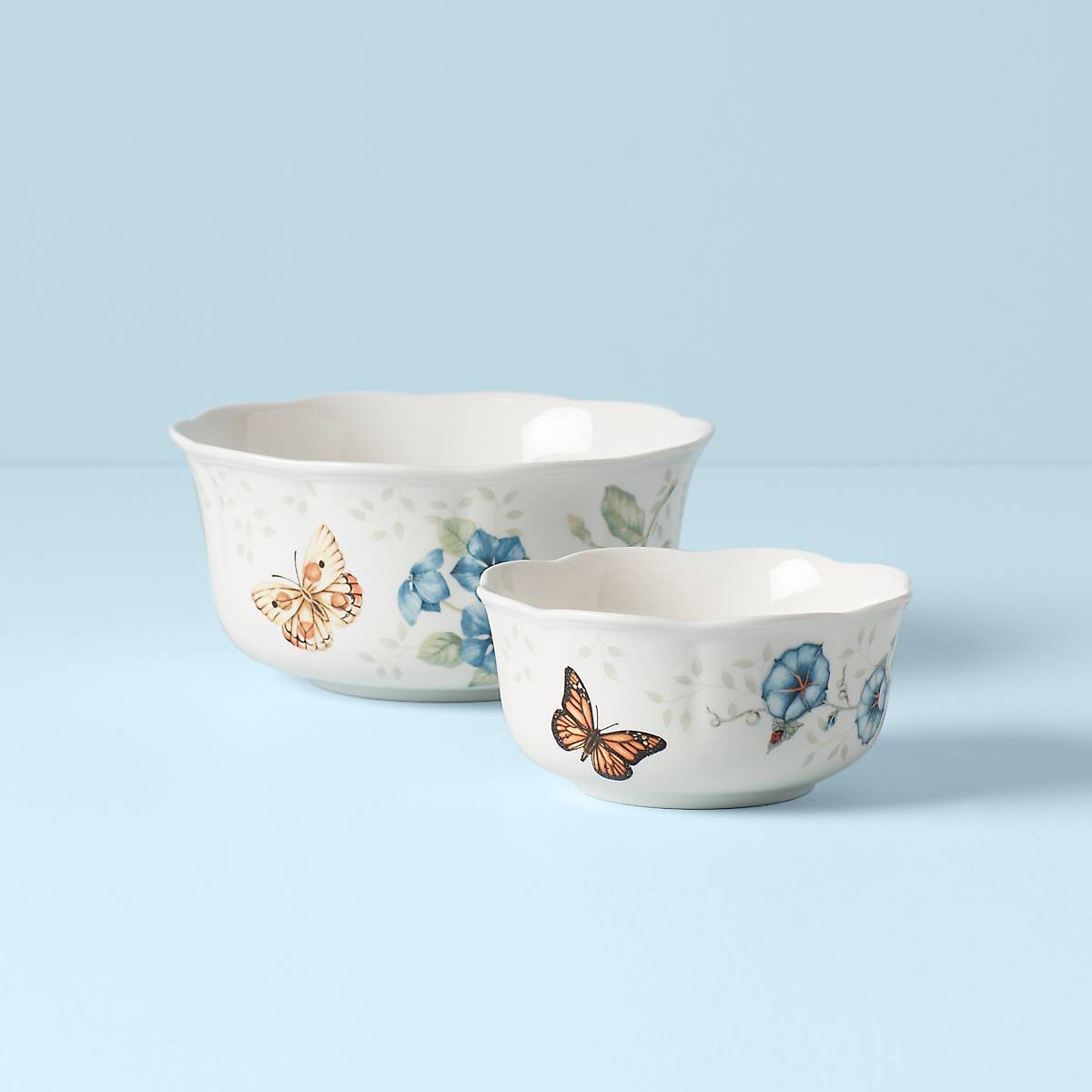 Butterfly Meadow Ceramic Nesting Bowls with Floral Design