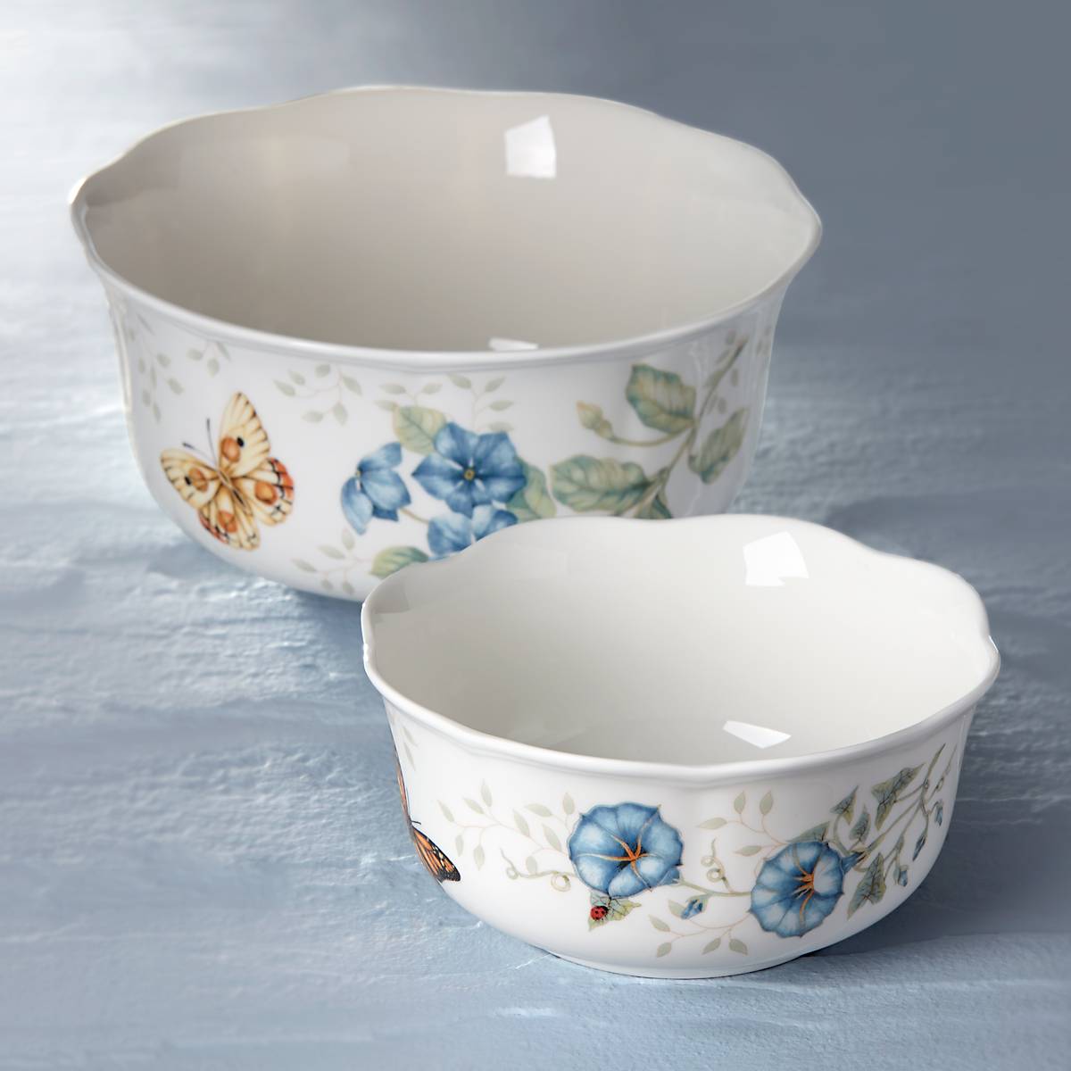 Butterfly Meadow Ceramic Nesting Bowls with Floral Design