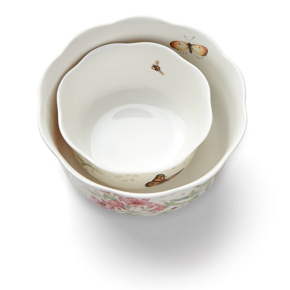 Butterfly Meadow Ceramic Nesting Bowls with Floral Design