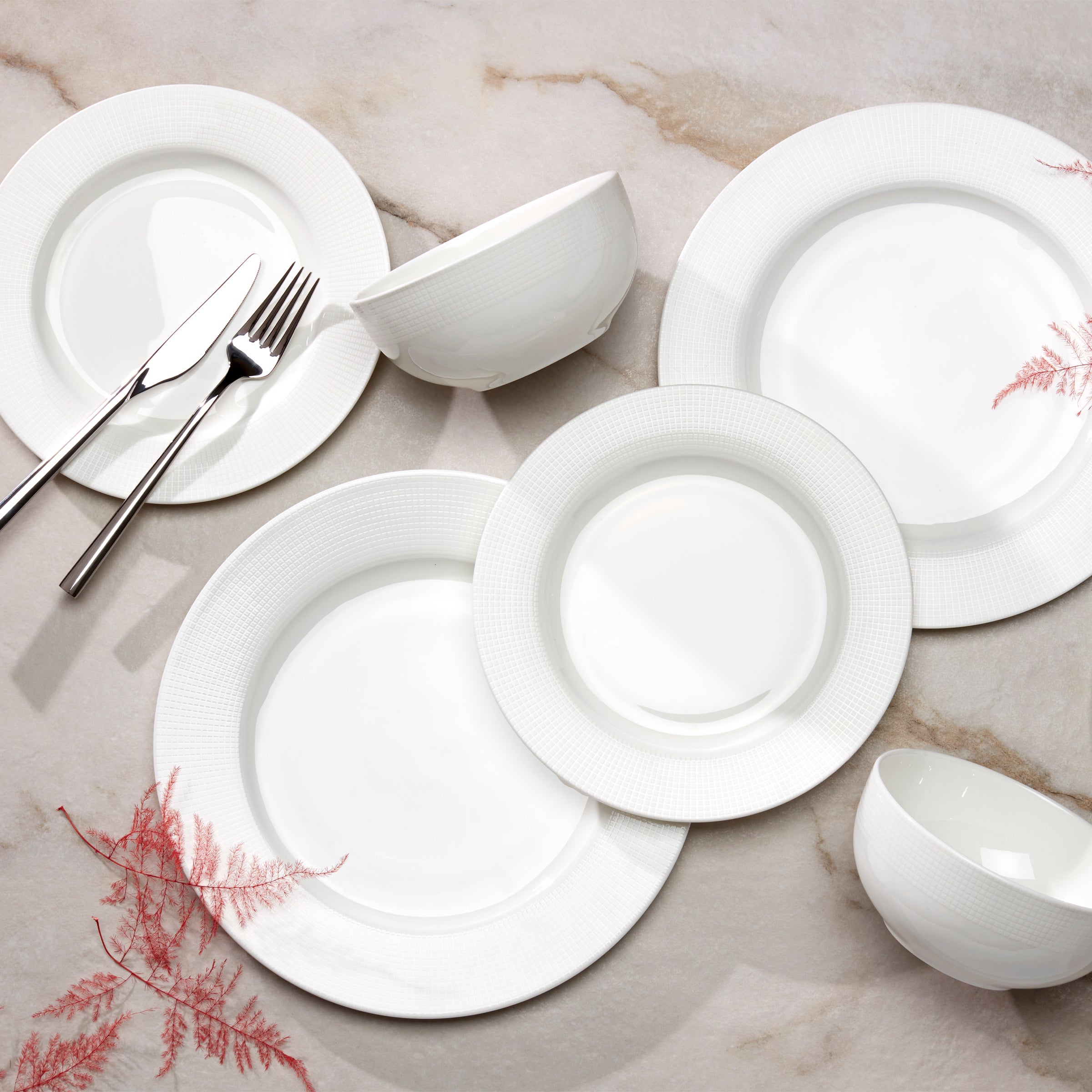 Tuscany Classics White Accent Plates - Set of 6 Elegant Dinnerware
