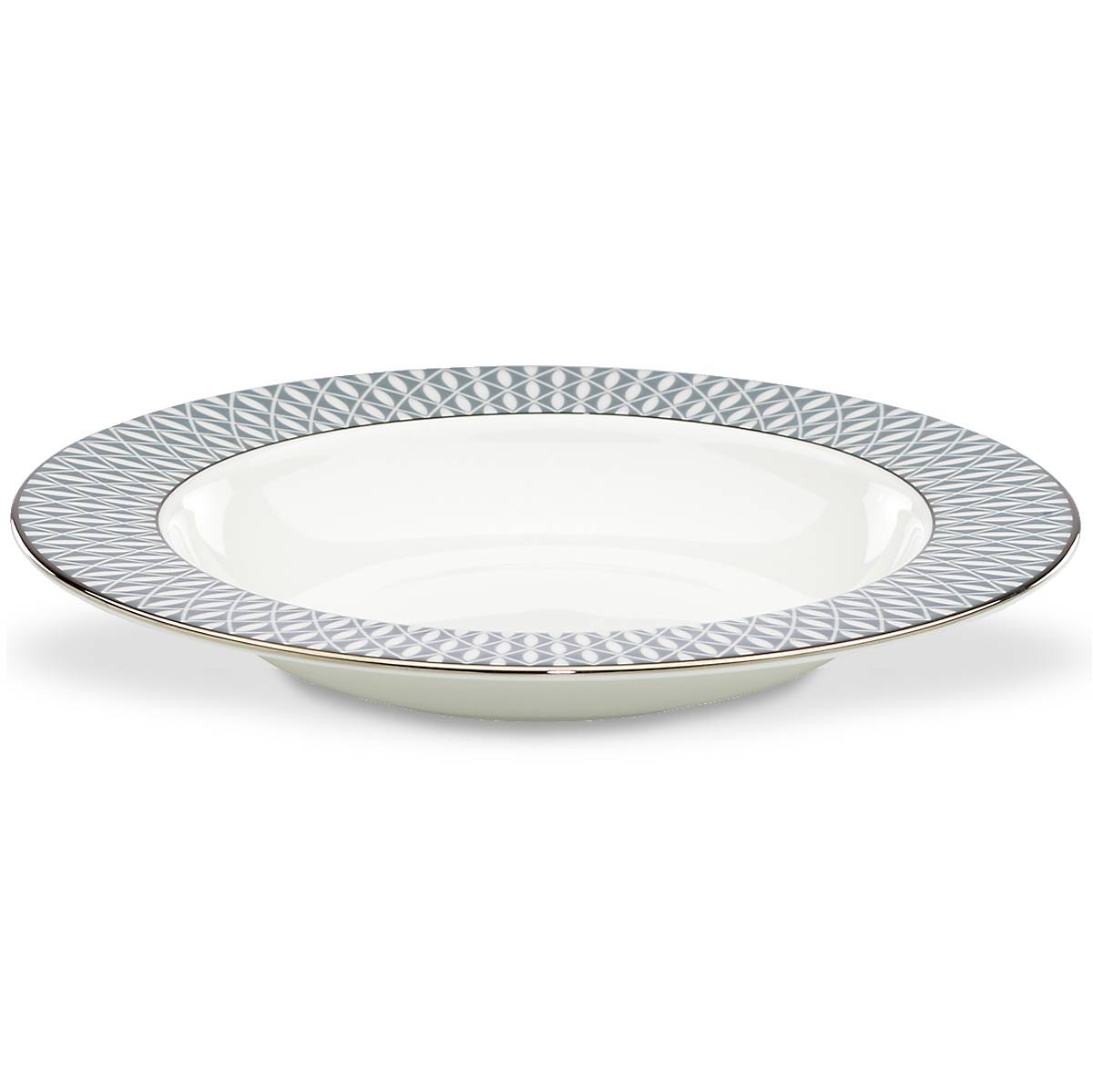 Kate Spade Mercer Drive White Bone China Pasta Bowl - Platinum Banded, Dishwasher Safe