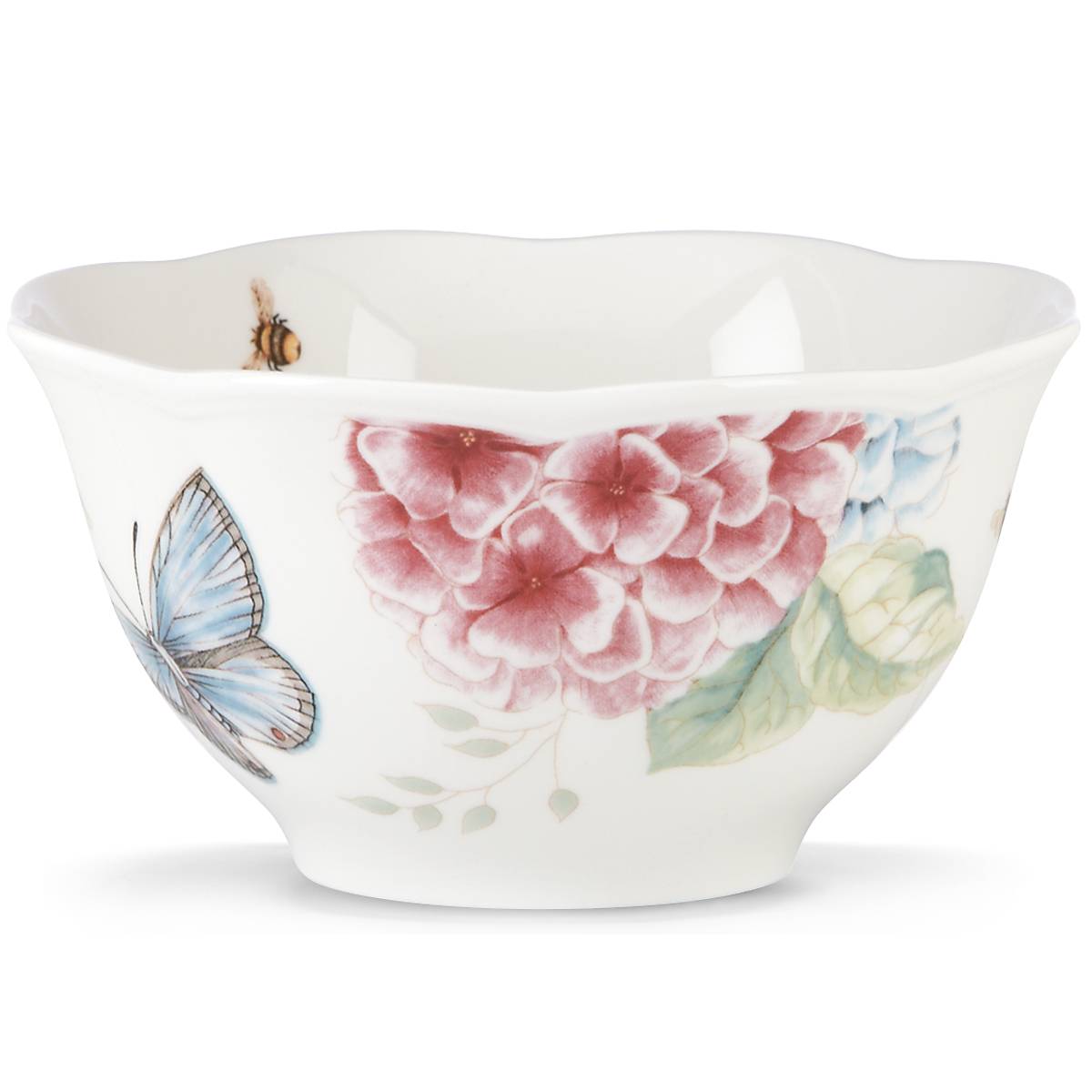 Butterfly Meadow Hydrangea Ceramic Rice Bowl - Microwave & Dishwasher Safe