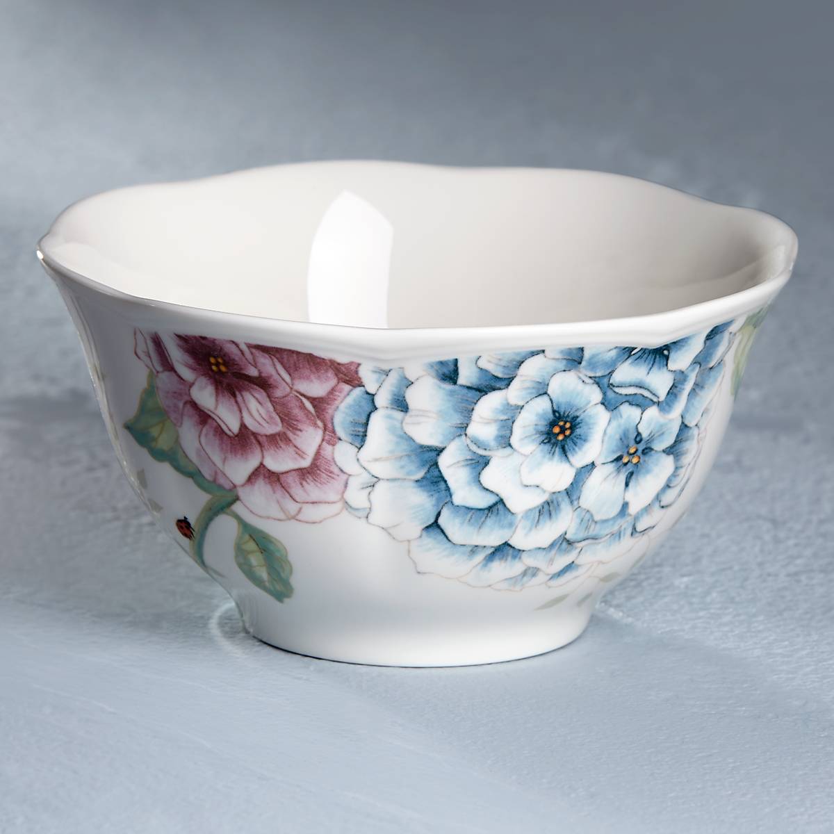 Butterfly Meadow Hydrangea Ceramic Rice Bowl - Microwave & Dishwasher Safe