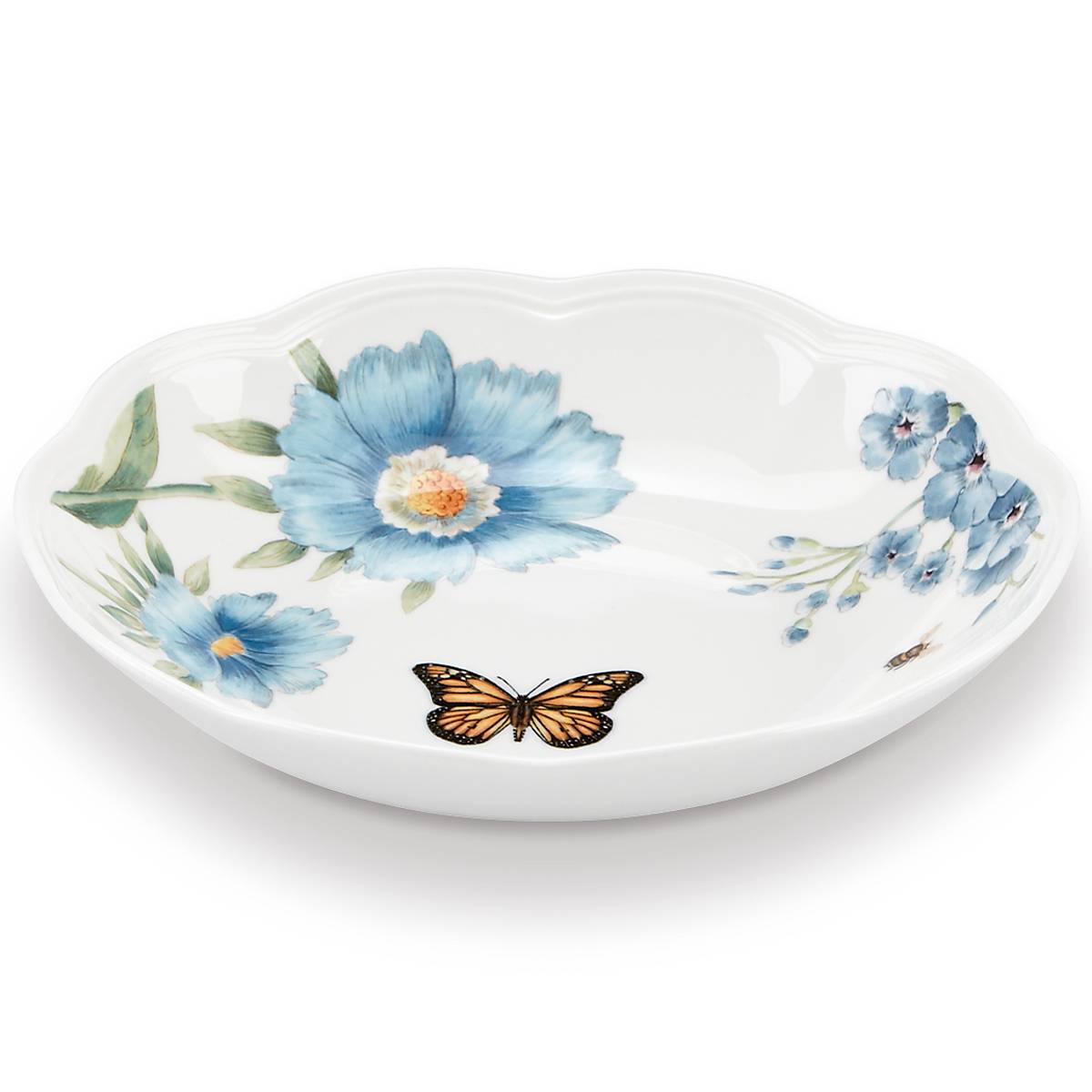 Butterfly Meadow Blue Ceramic Pasta Bowl - Microwave & Dishwasher Safe